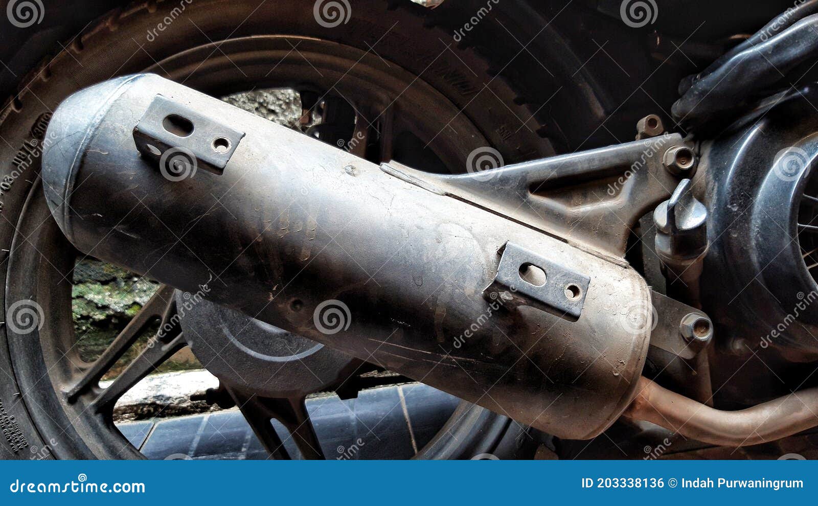 Motorcycle Exhaust is Dirty and Damaged Stock Photo Image of damaged