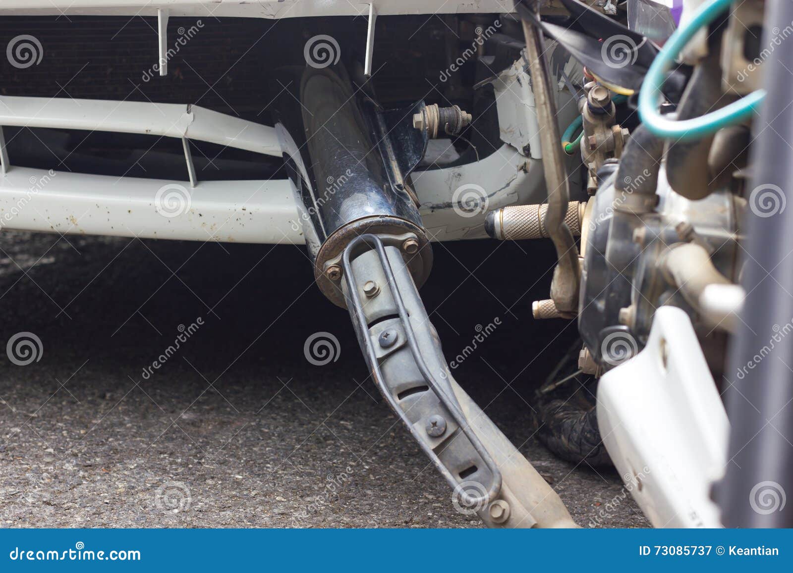 Motorcycle Exhaust Plug the Car Bumper. Stock Image Image of