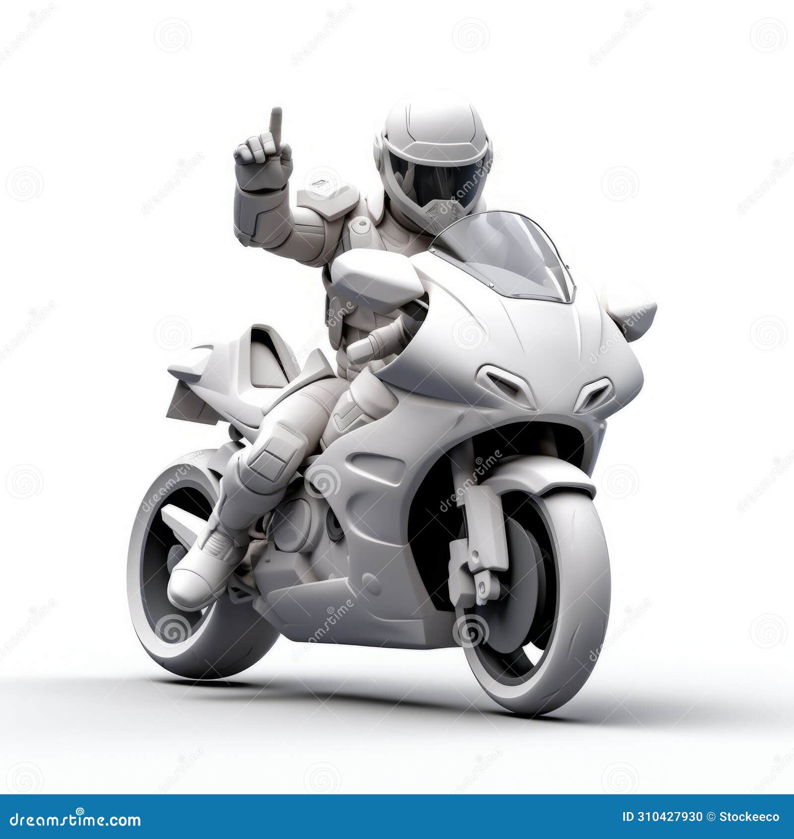 game character motorcycle creation in t-pose on white background