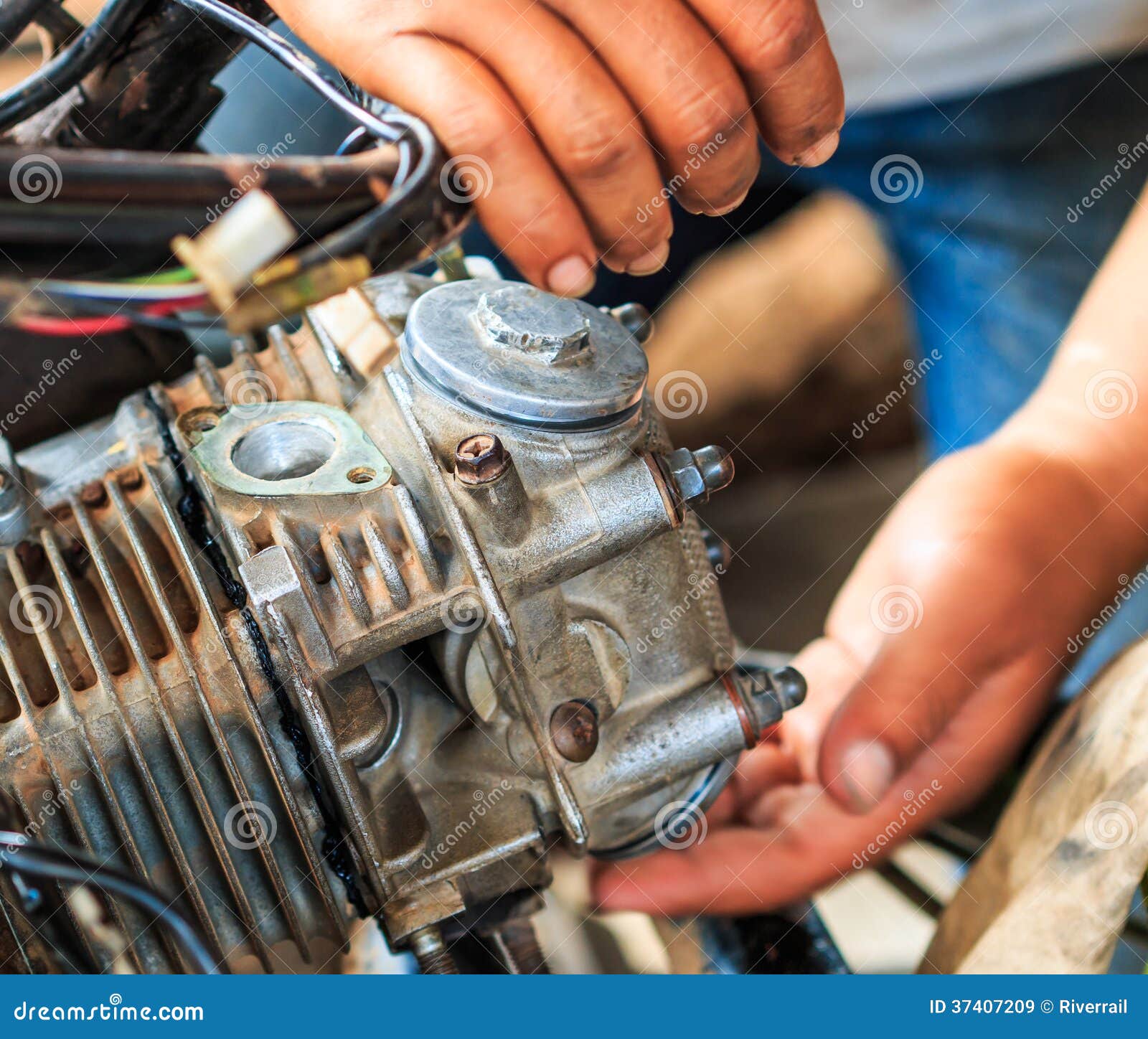 Motorcycle fixing stock image. Image of asia, motorcycle 37407209