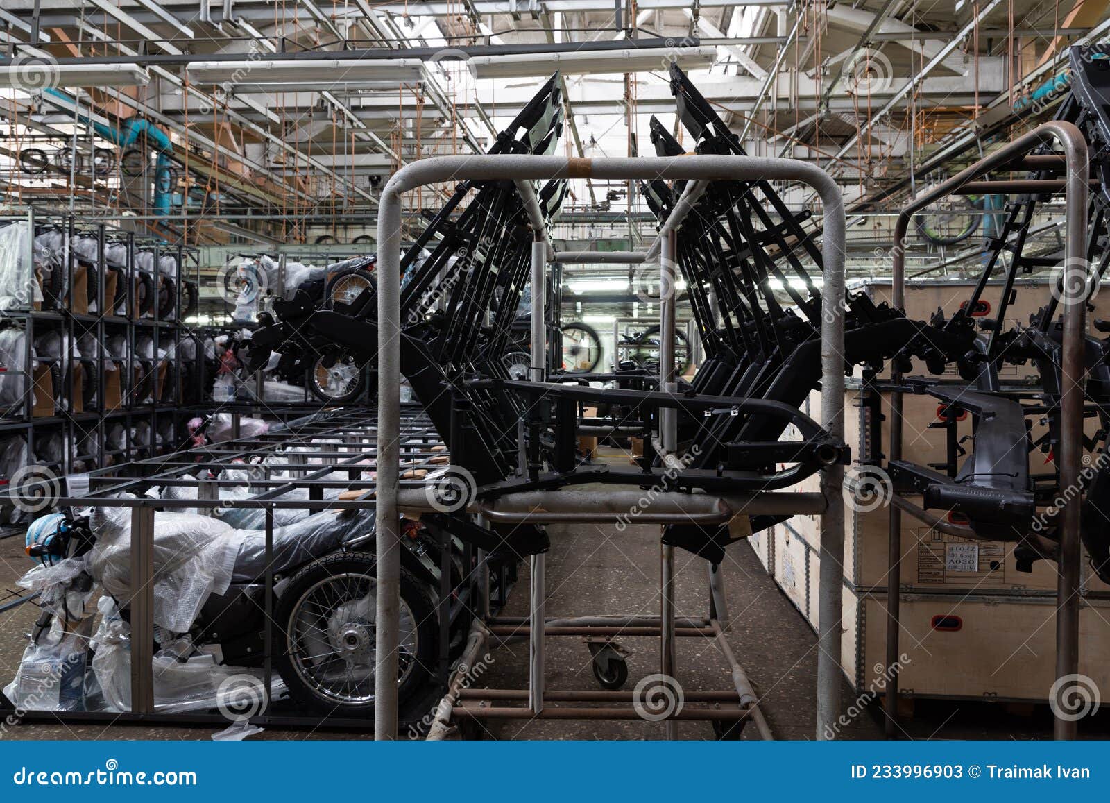 Motorcycle Frames in a Motorcycle Manufacturing Plant Stock Image