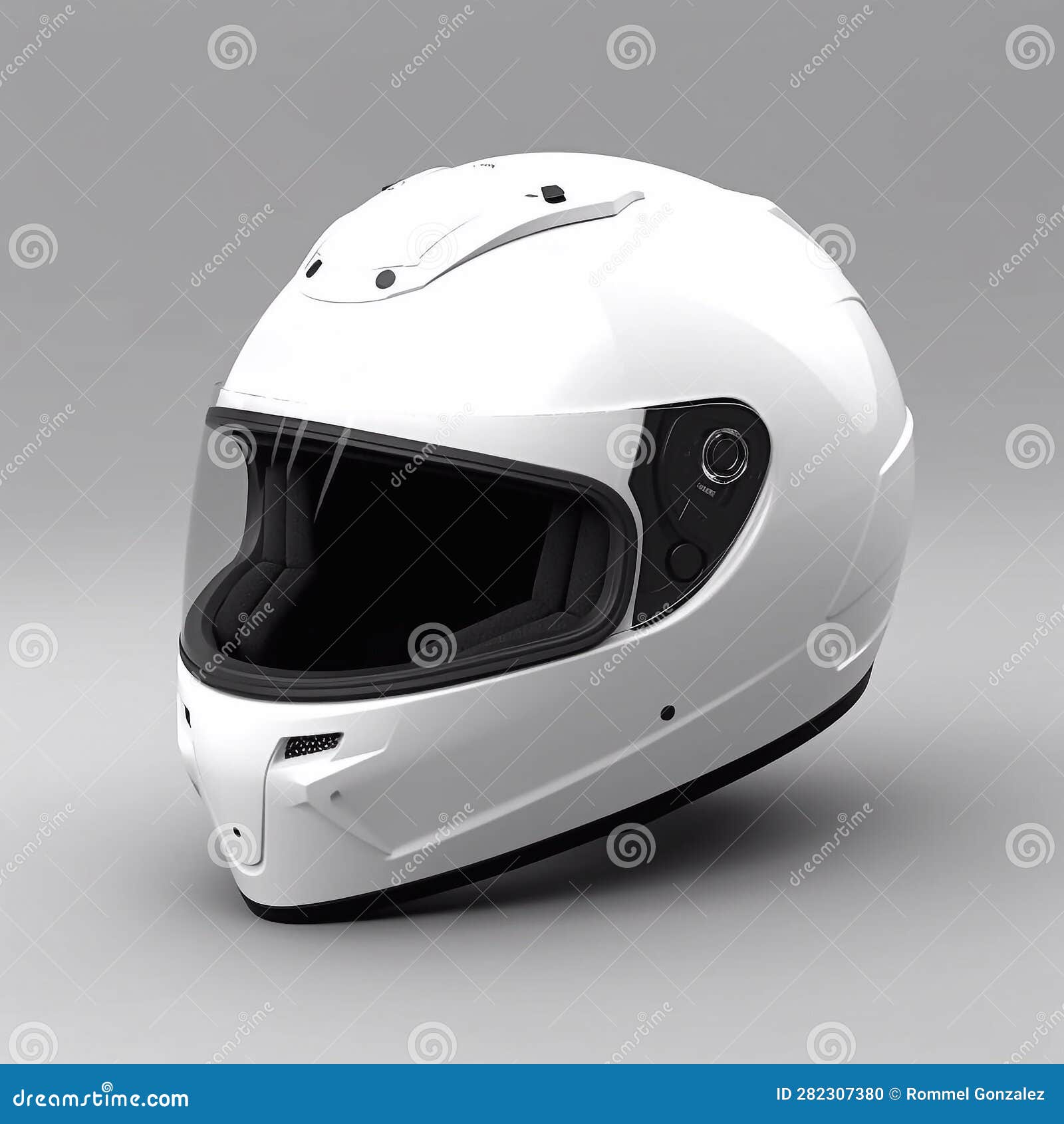 Motorcycle Full Face Helmet, Concept of Head Protection. Stock Photo Image of light