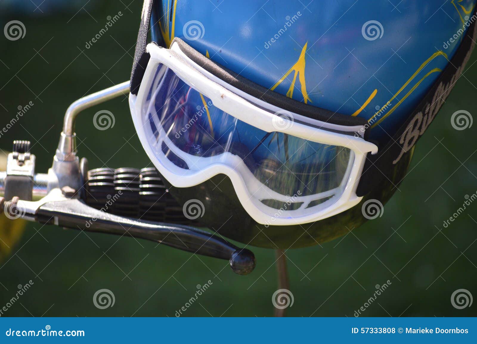Motorcycle Helmet with Goggles Stock Photo Image of closeup