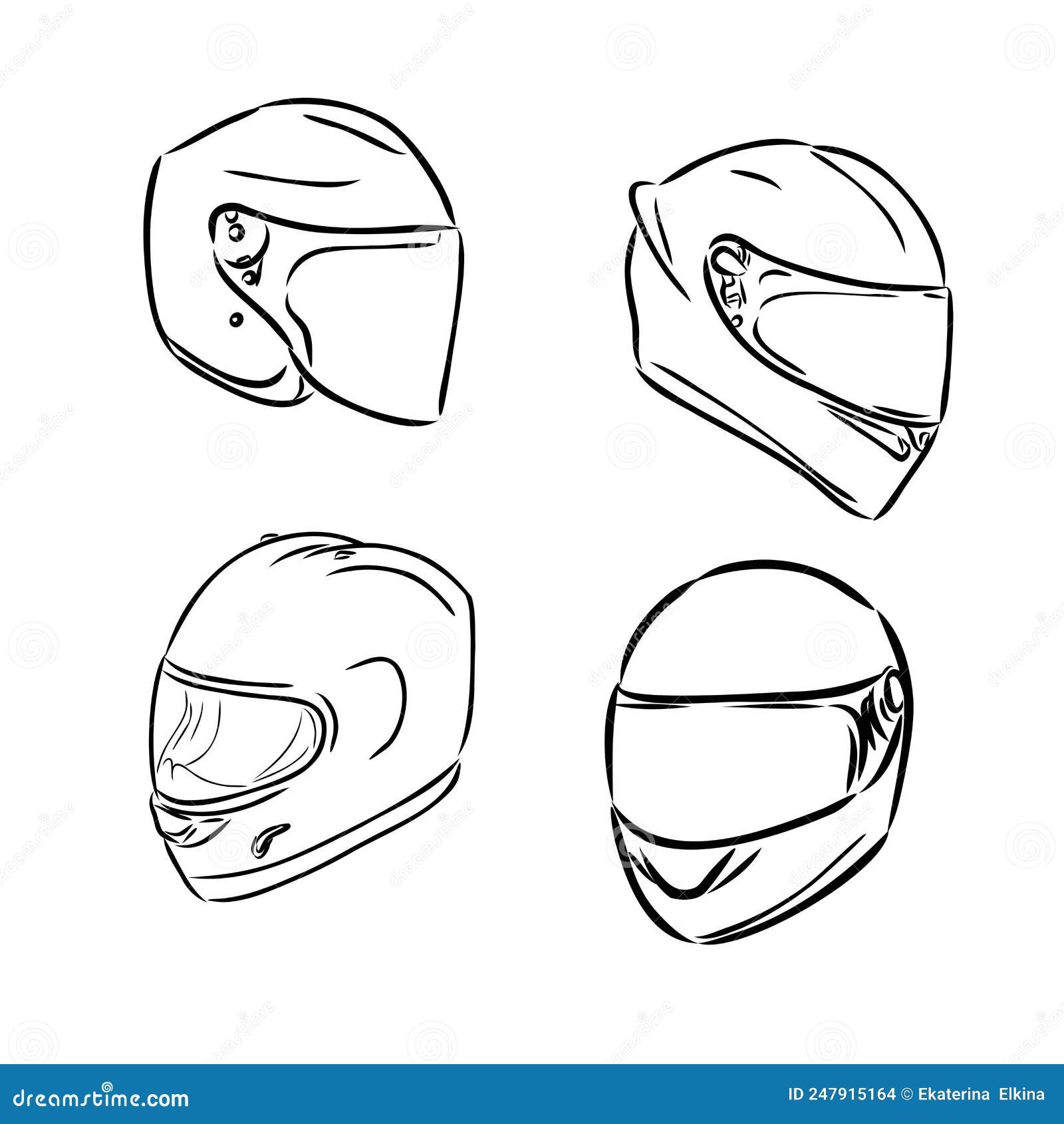 Motorcycle helmet drawing drawn sketch Royalty Free Vector