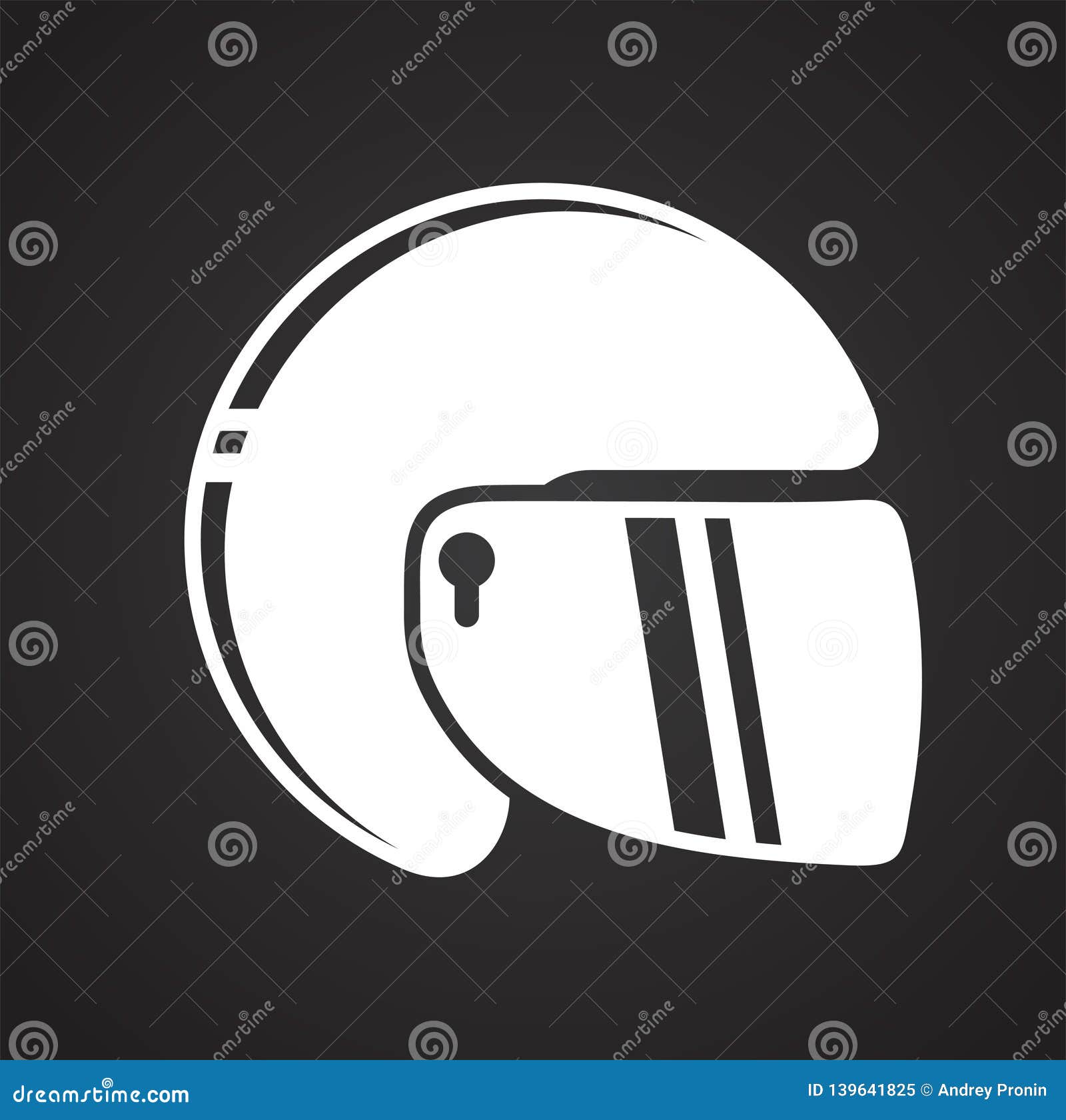 Motorcycle Helmet Icon on Black Background for Graphic and Web Design