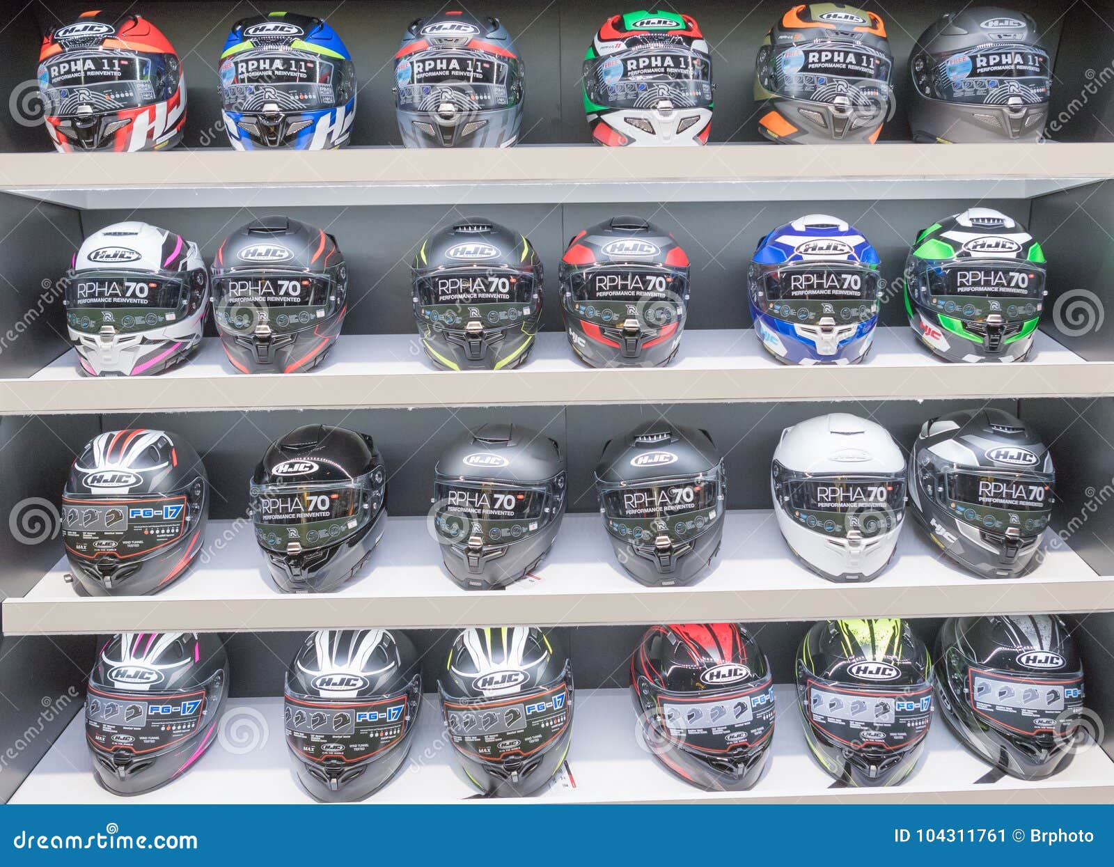 Motorcycle Helmets on Display Editorial Photo - Image of fair, engine