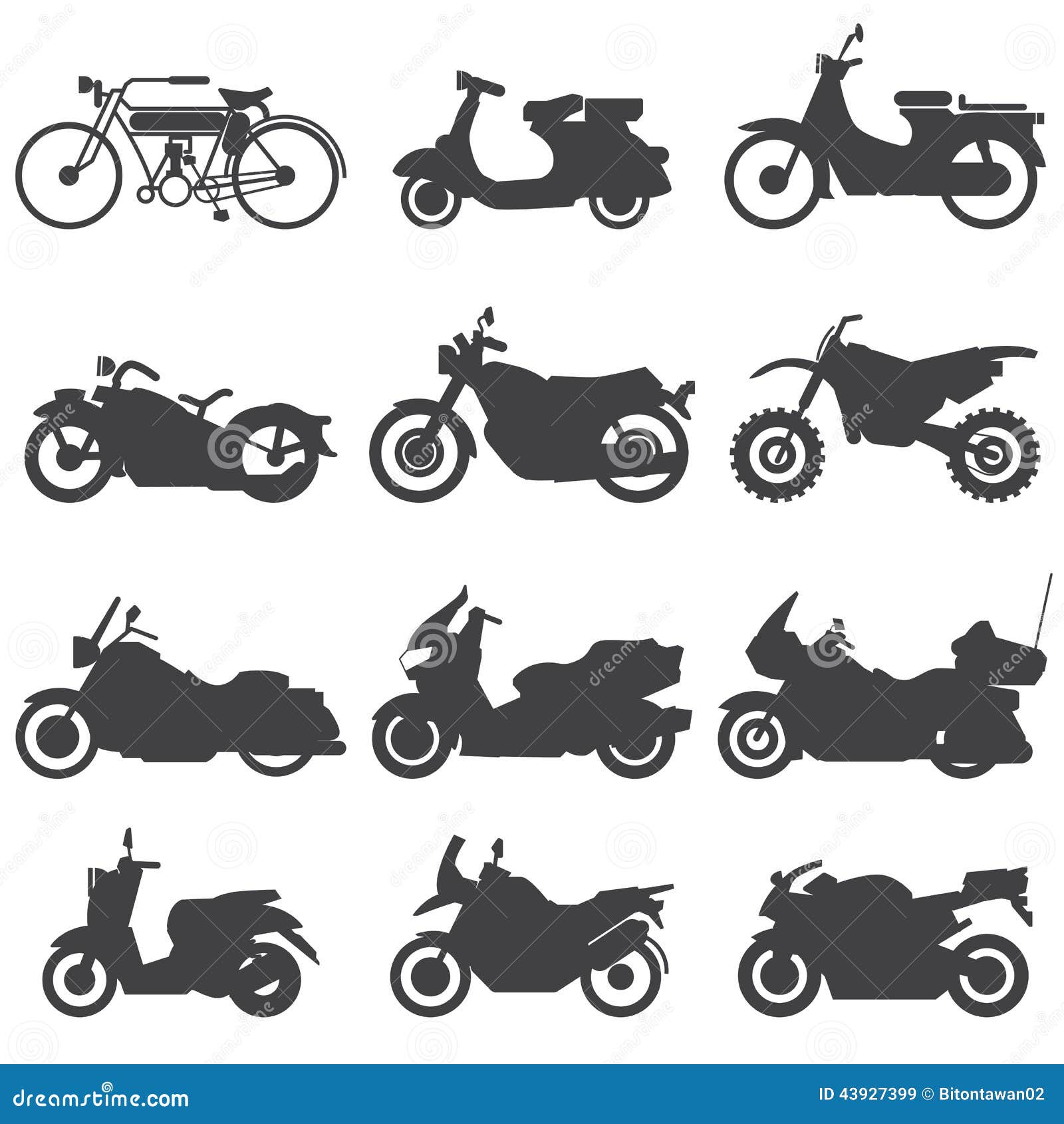 motorcycle icons set.  .