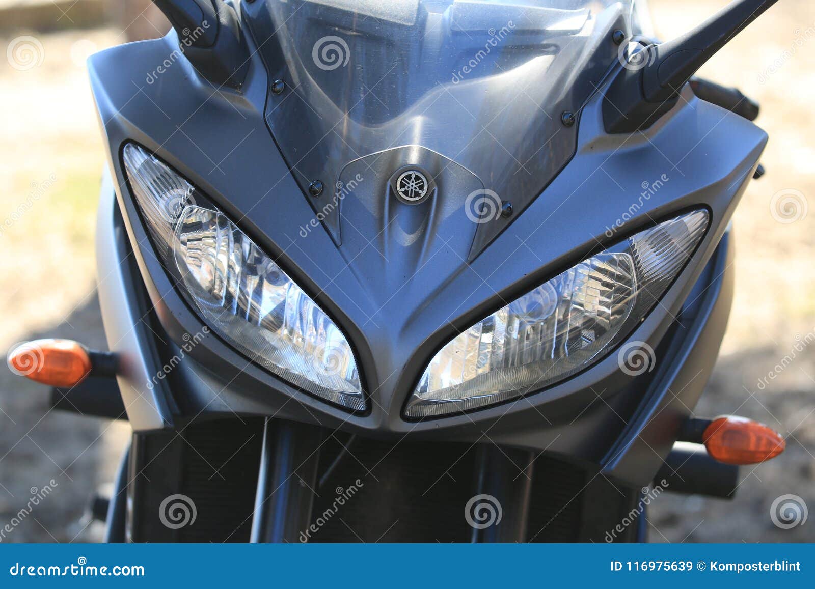 Kawasaki Motorcycle. Front Fairing with Headlights and Turn Signals Editorial Stock - Image of black, 116975639