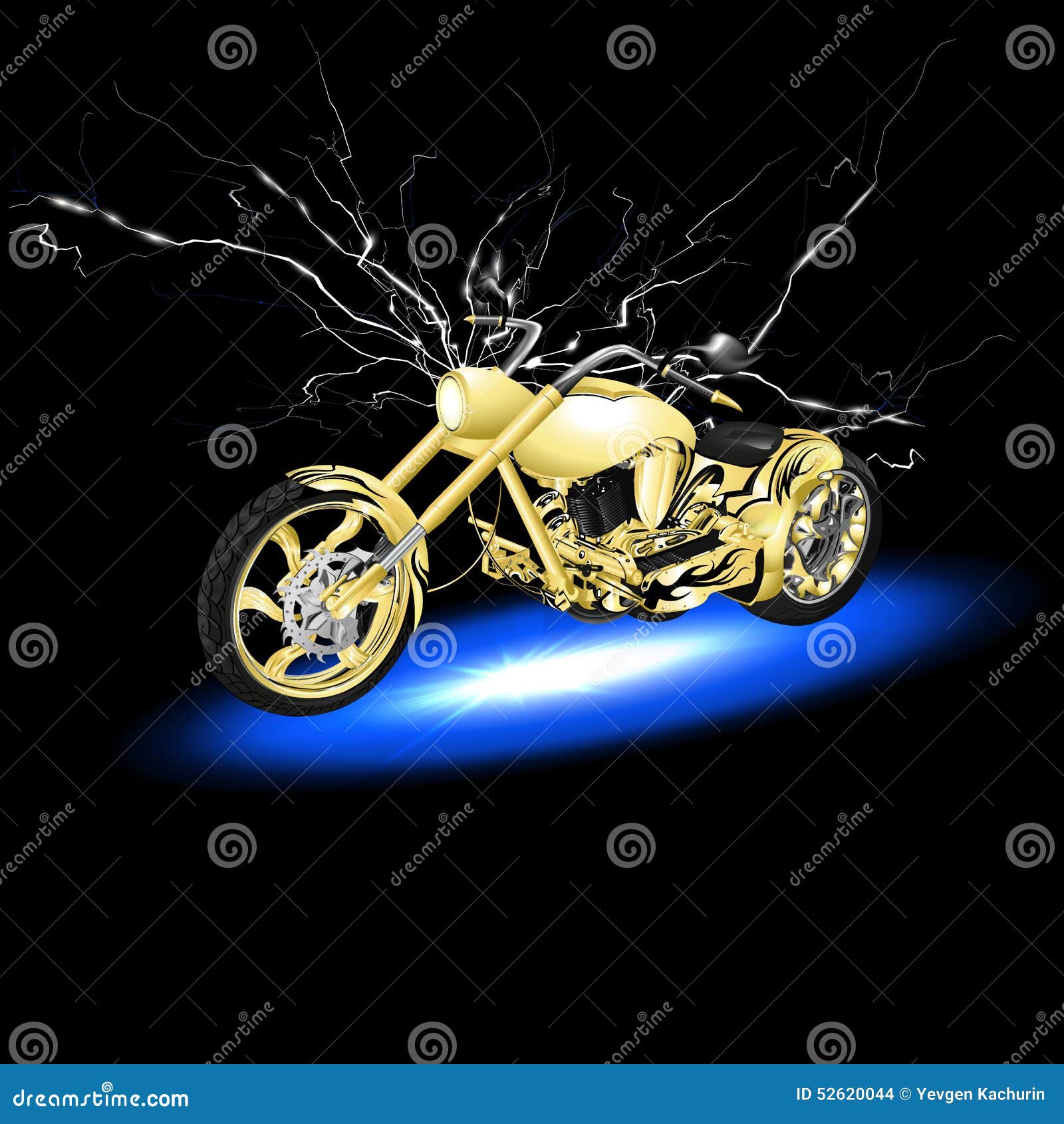 Motorcycle with lightning stock vector. Illustration of biker 52620044