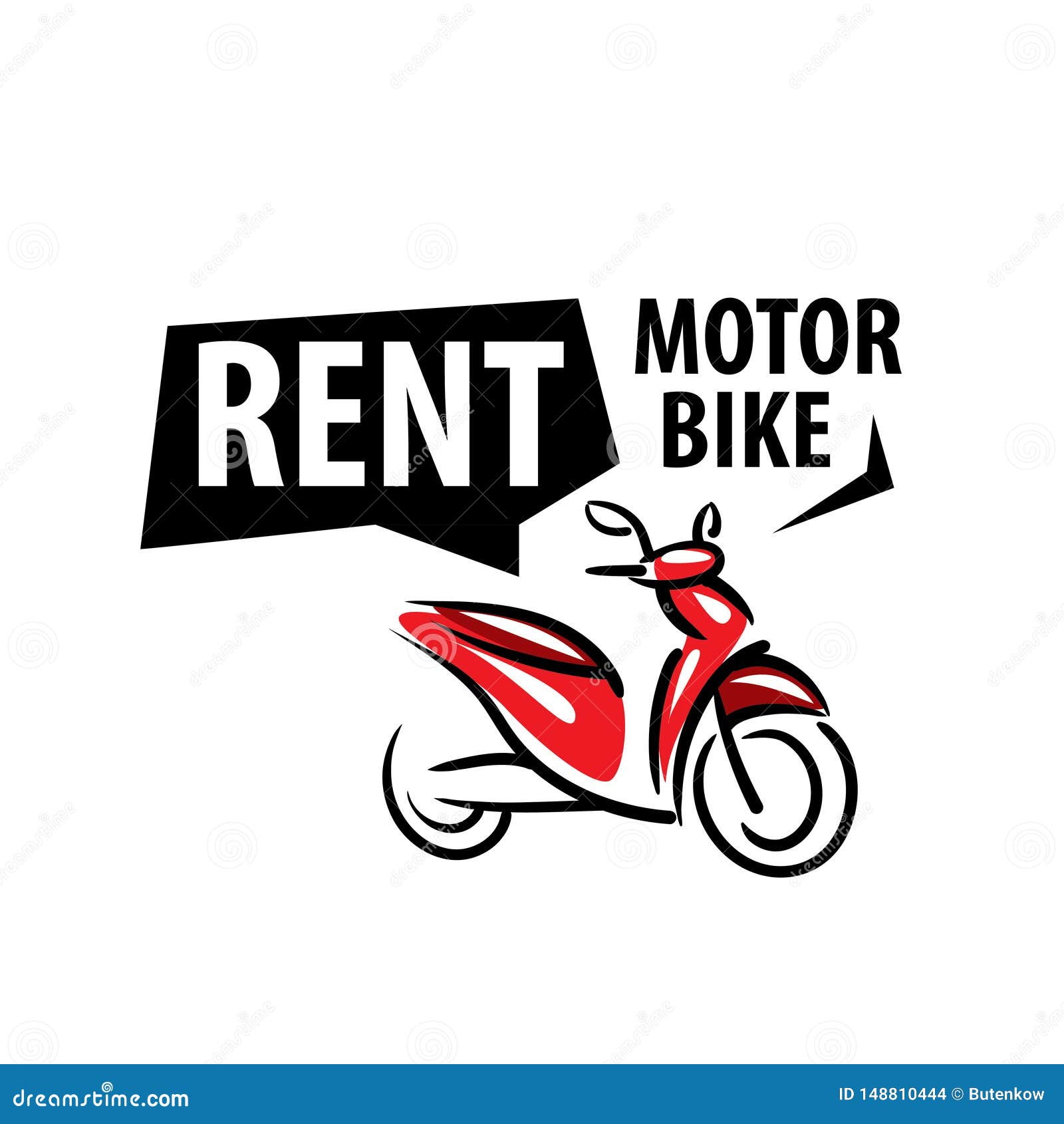 Motorcycle Logo for Rent. Vector Illustration on White Background Stock