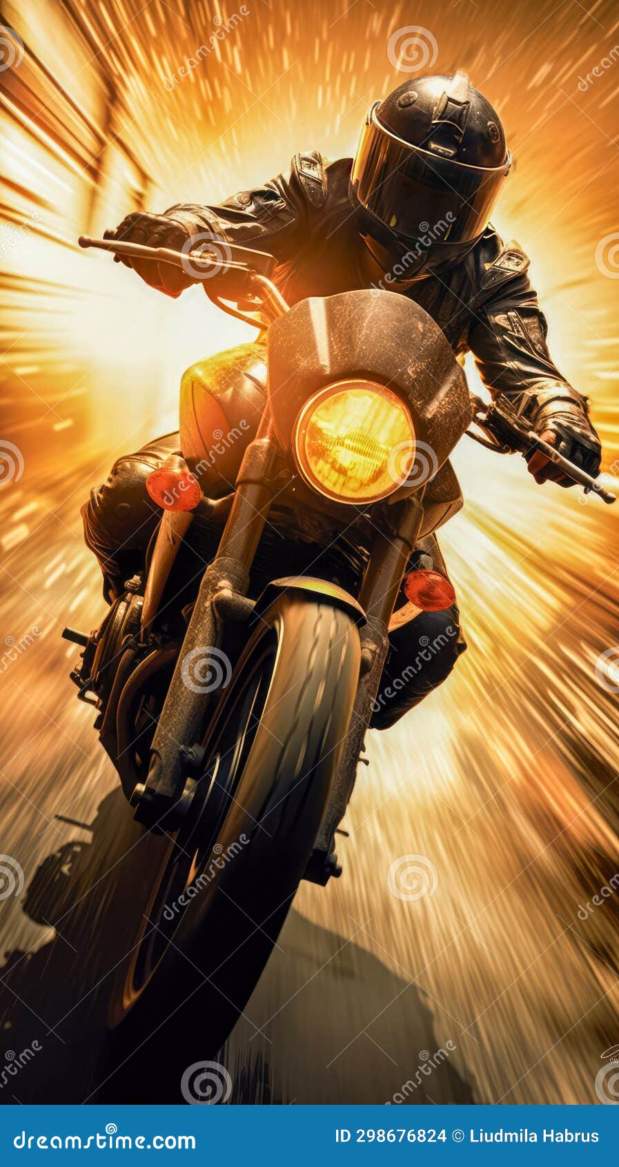 Motorcycle in Motion. Generative AI Stock Photo Image of engine, motorcycle 298676824