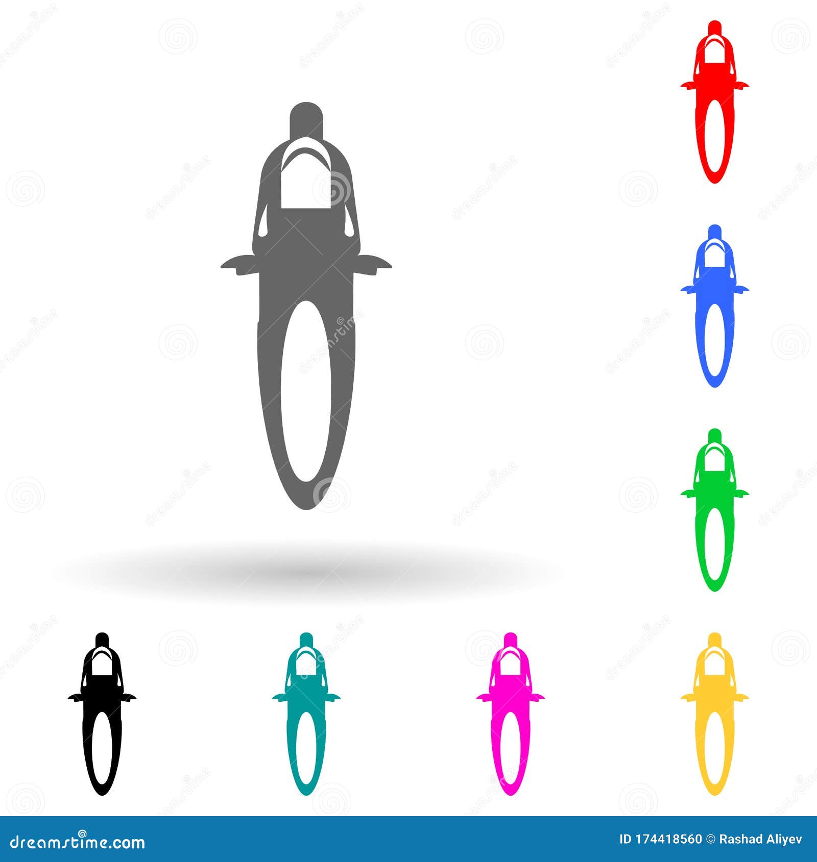 motorcycle multi color style icon. simple glyph, flat  of transport view from above icons for ui and ux, website or mobile