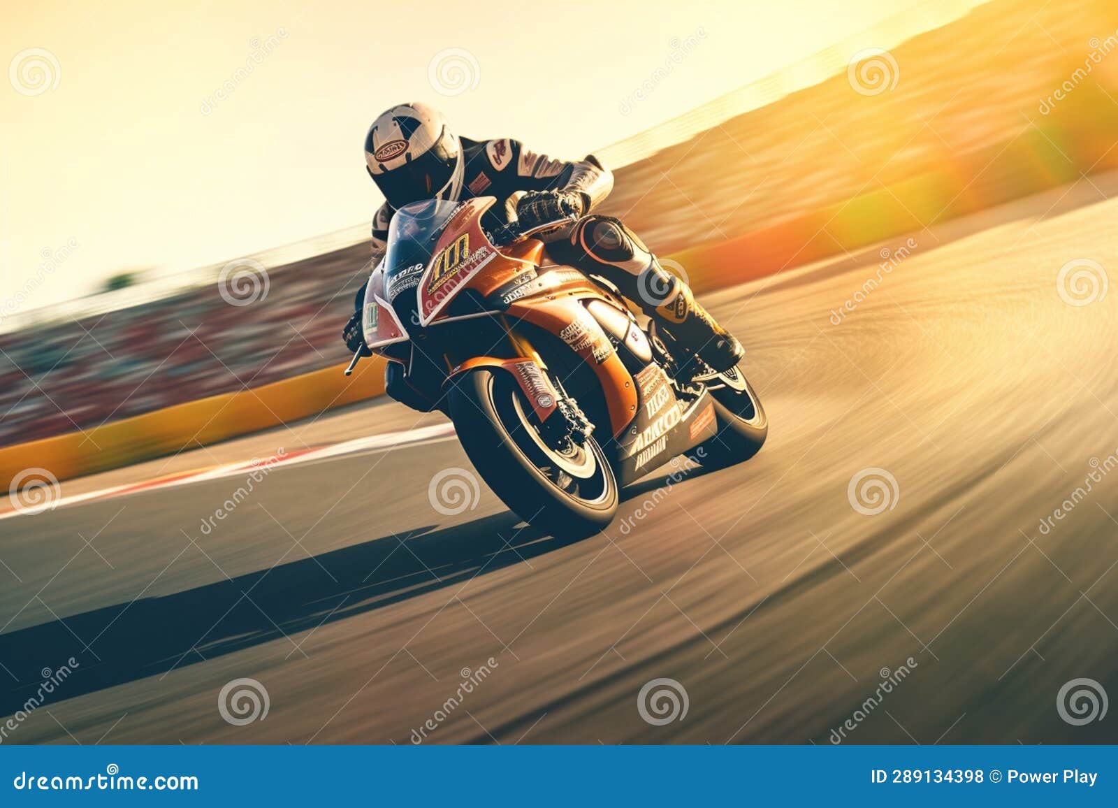 Motorcycle Rider in Action on the Race Track Stock Photo Image of