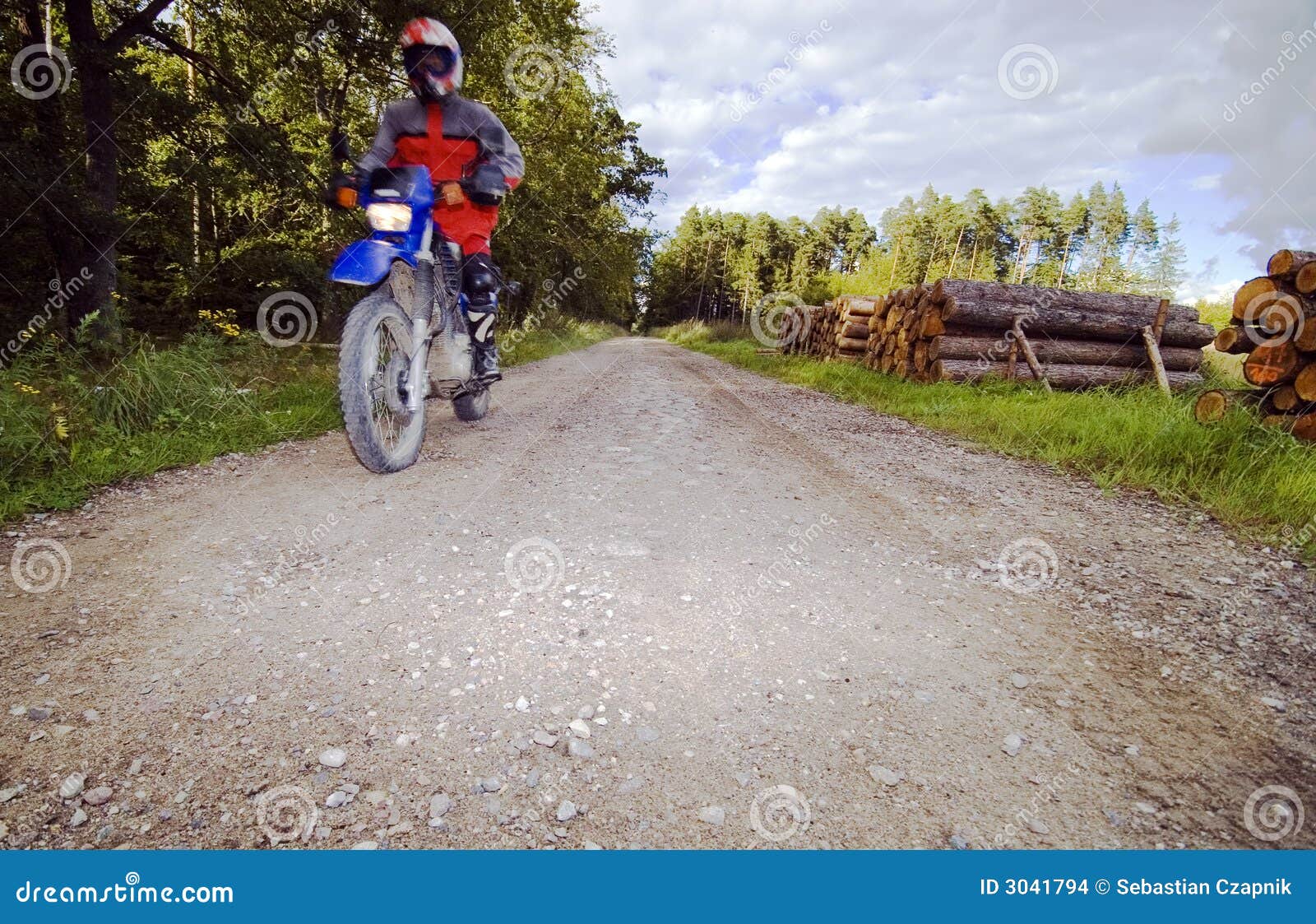 Motorcycle Rider on Dirt Road Stock Photo Image of motorized, logging