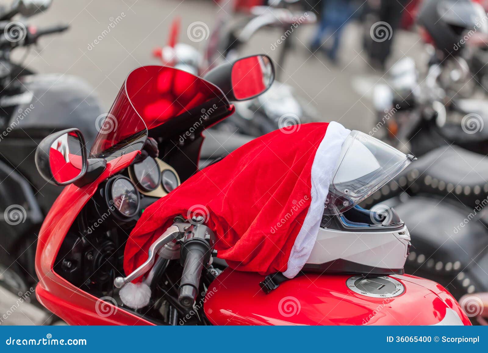 Motorcycle of Santa Claus stock photo. Image of element - 36065400