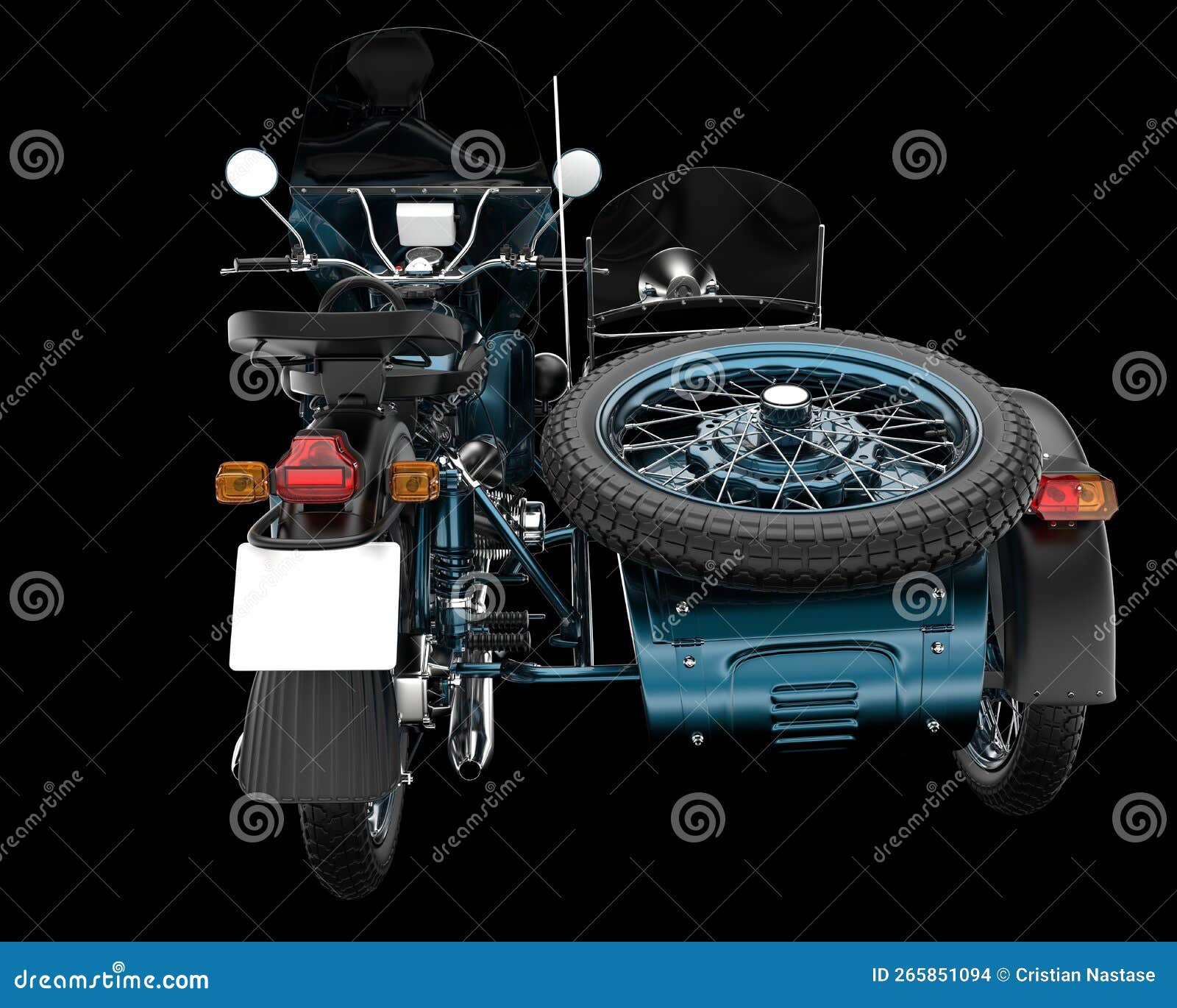 motorcycle with sidecar  on background. 3d rendering - 