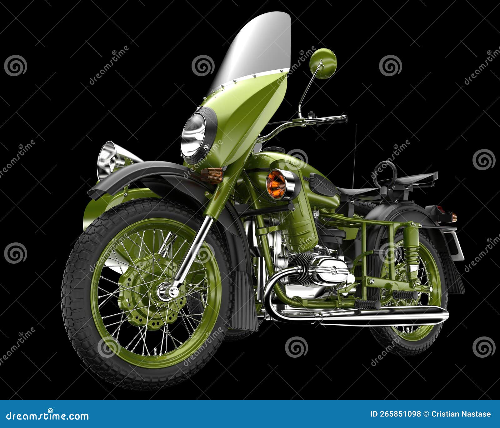 motorcycle with sidecar  on background. 3d rendering - 