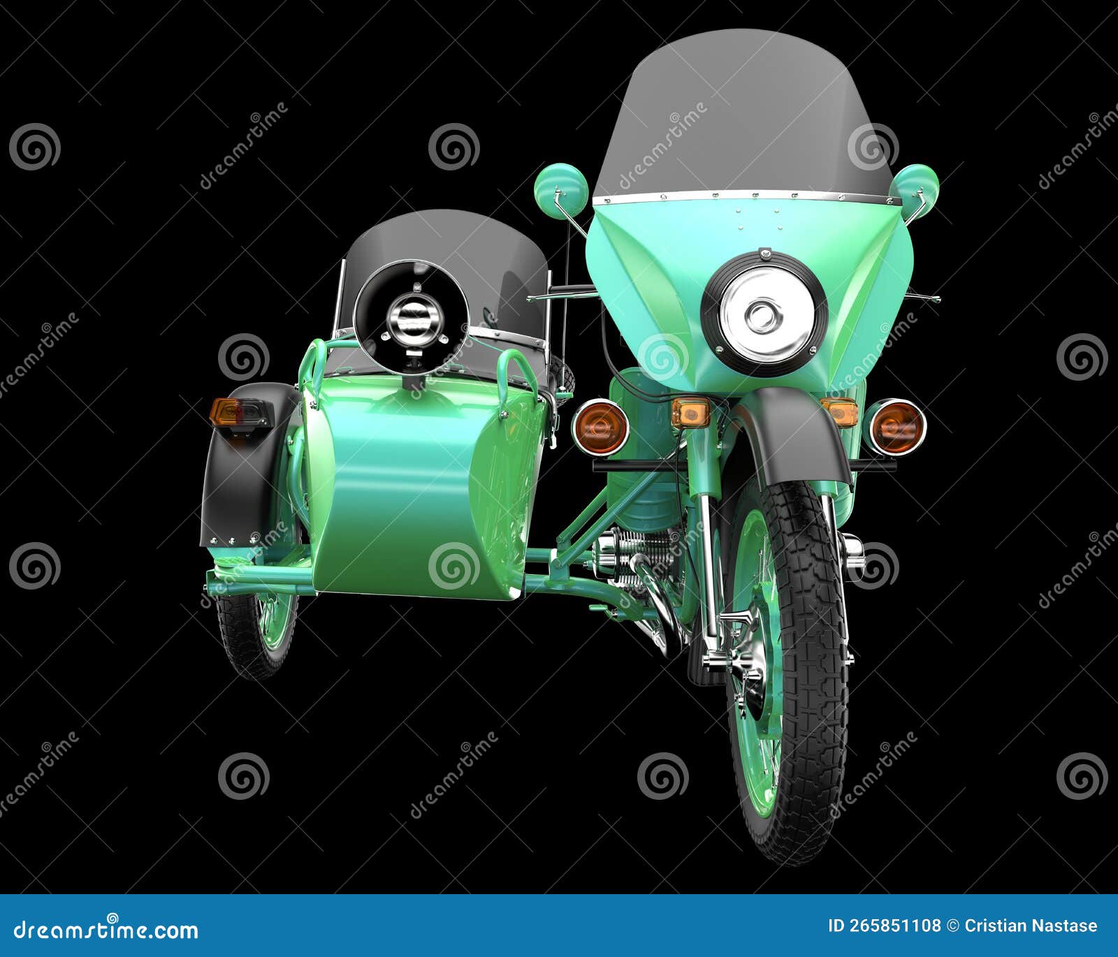 motorcycle with sidecar  on background. 3d rendering - 
