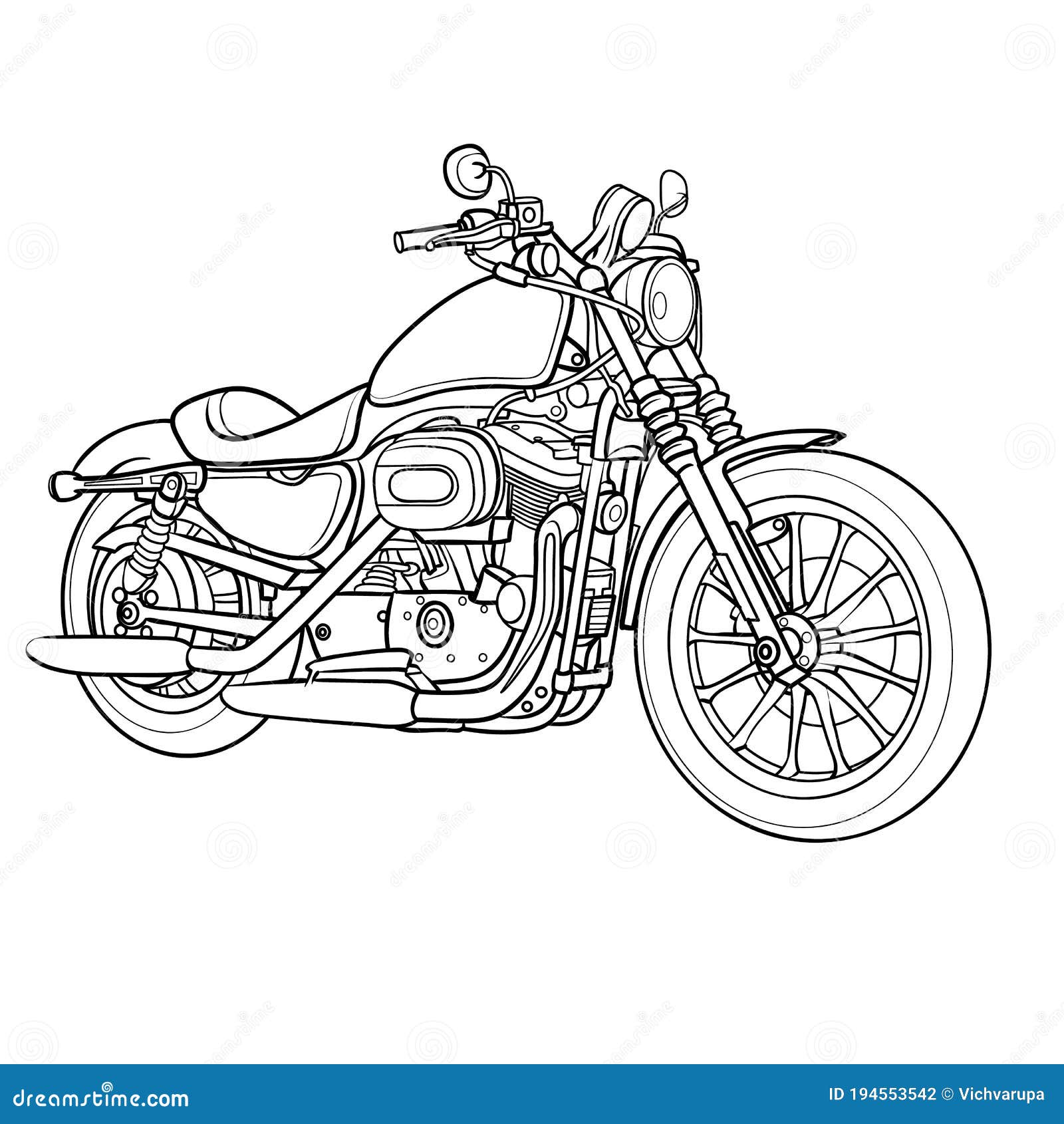 Premium Vector  Motorcycle vector monochrome black outline drawing  motorbike