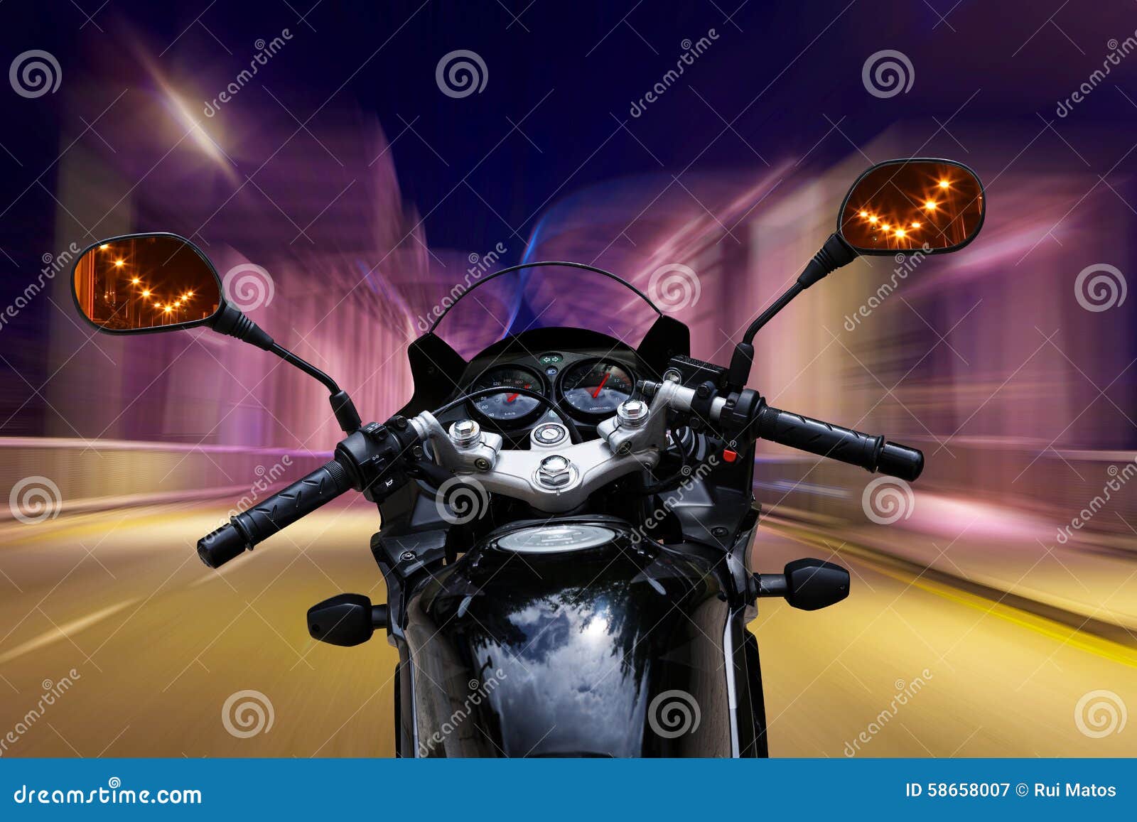 Motorcycle Speeding at Night Stock Image - Image of black, moto: 58658007