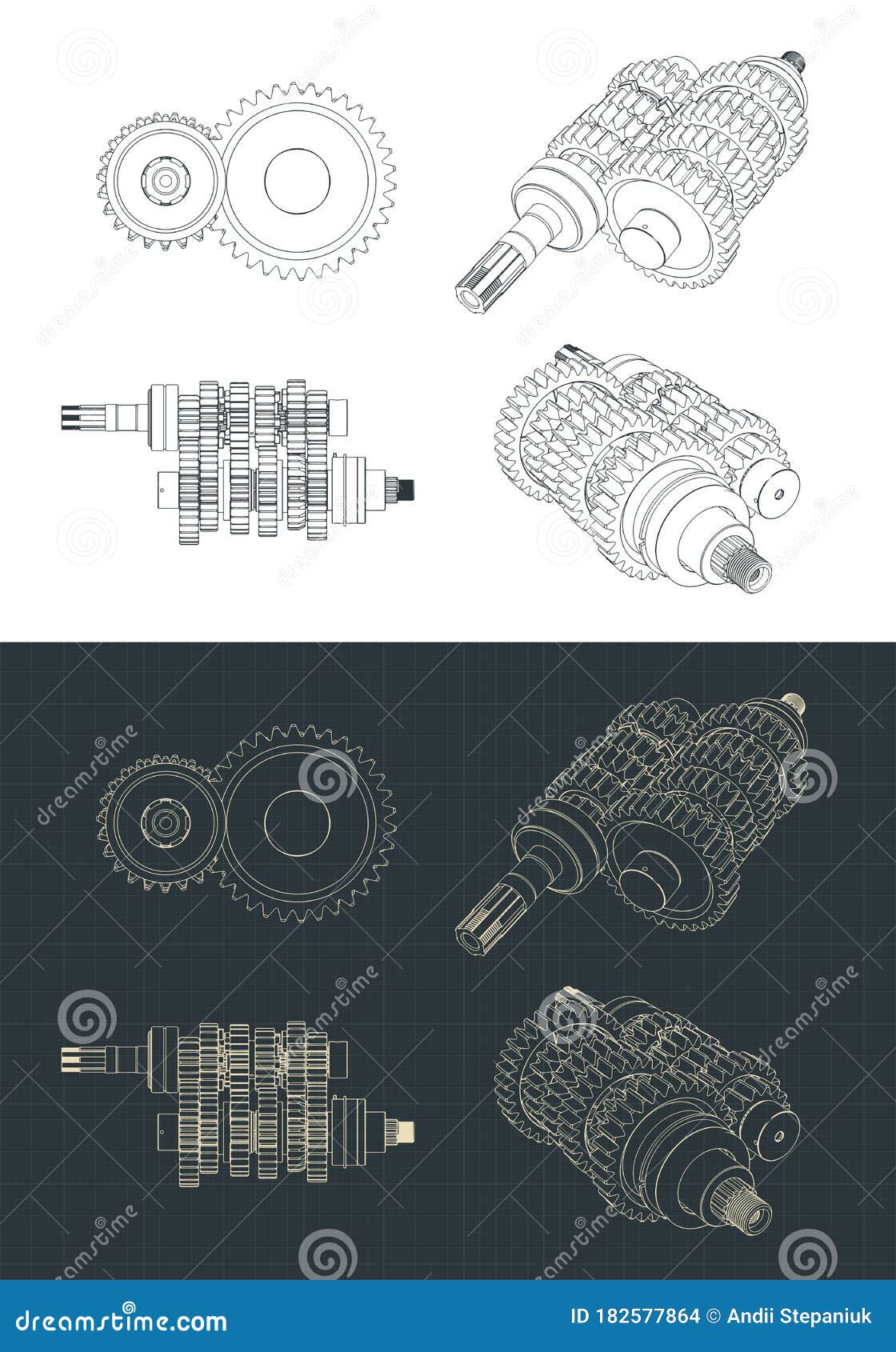 Motorcycle Transmission Gearbox Drawing Vector Illustration