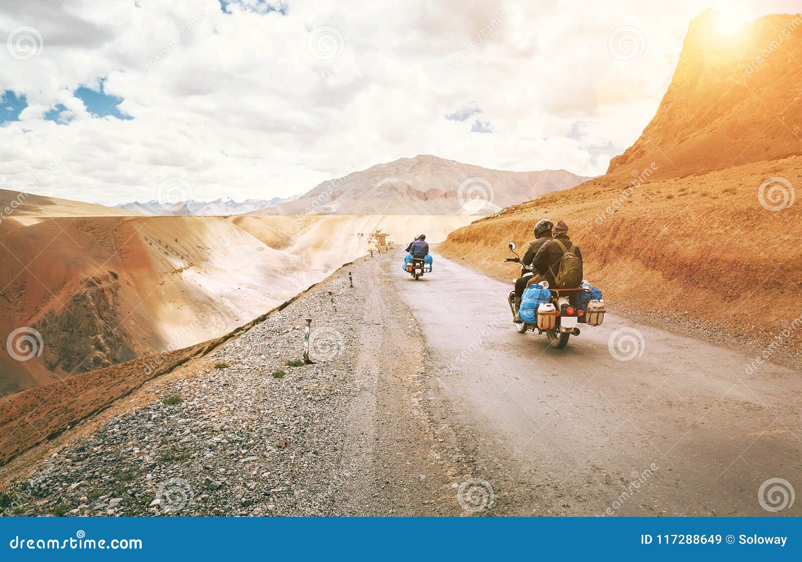 motorcycle travelers ride in indian himalaya roads