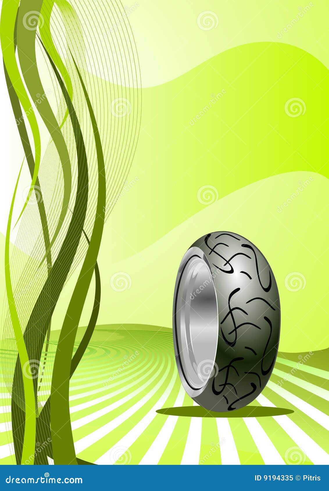 Vector Motorcycle Tyre on a green background