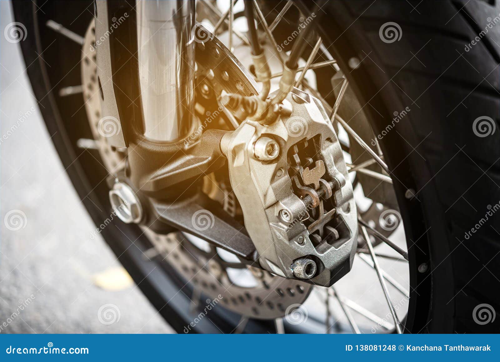 Motorcycle Wheel with ABS Brakes, Selective Focus. Stock Photo Image