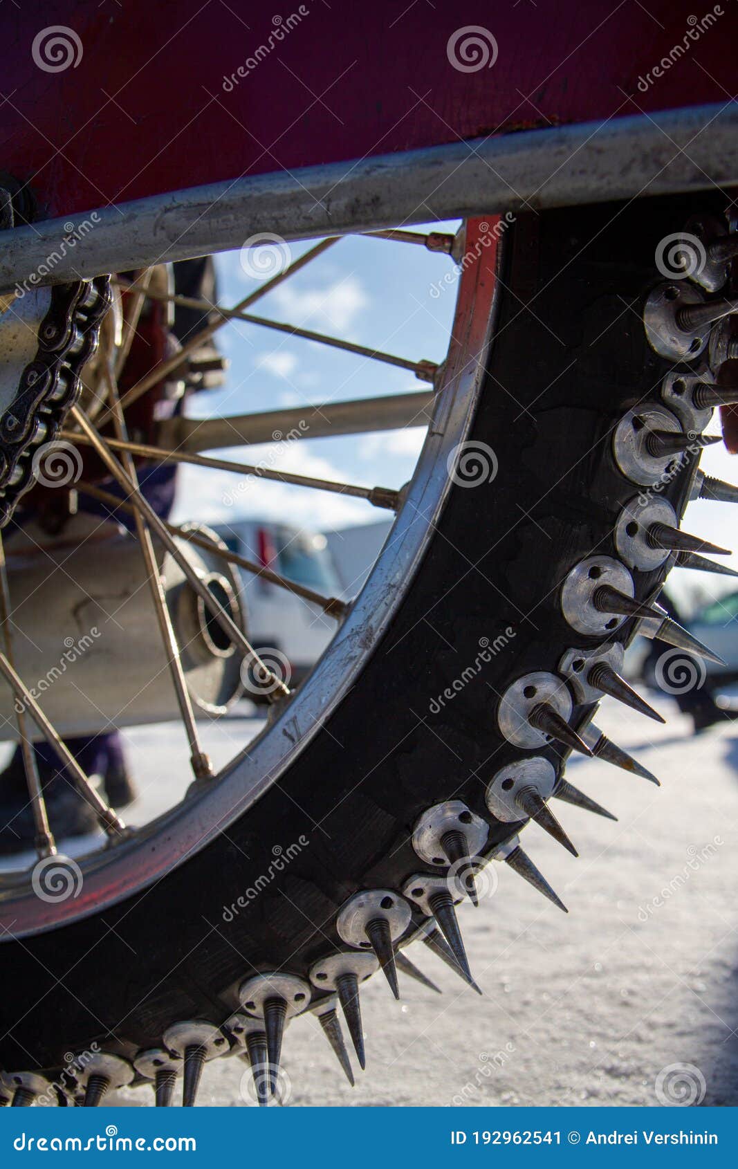 Large Spikes On The Wheels Of Bike For Speedway Stock Photo - Download  Image Now - Motorcycle, Wheel, Black Color - iStock