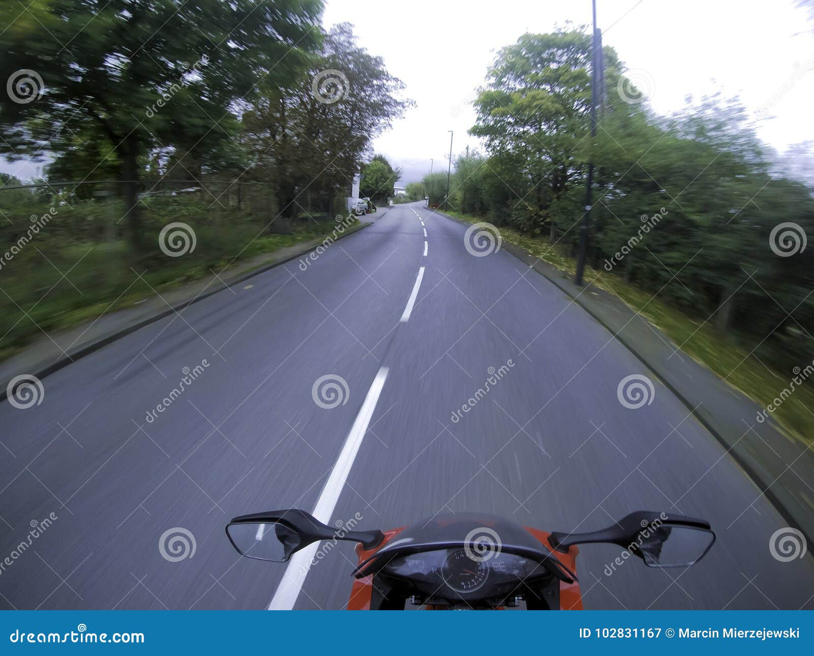 Motorcycle on Wrong Side of the Road Stock Image Image of
