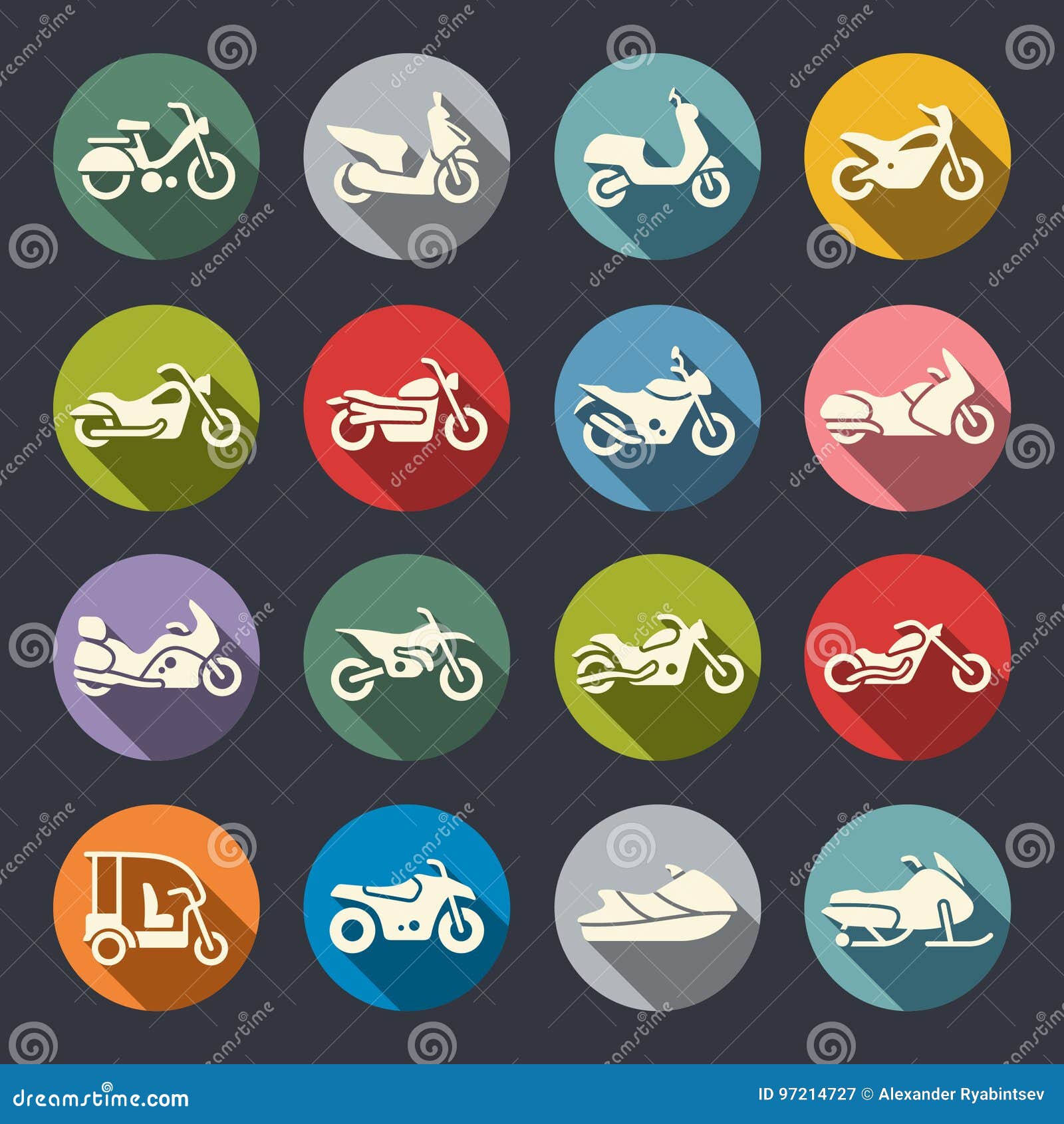 Motorcycles Icon Set Stock Vector Illustration Of Black 97214727