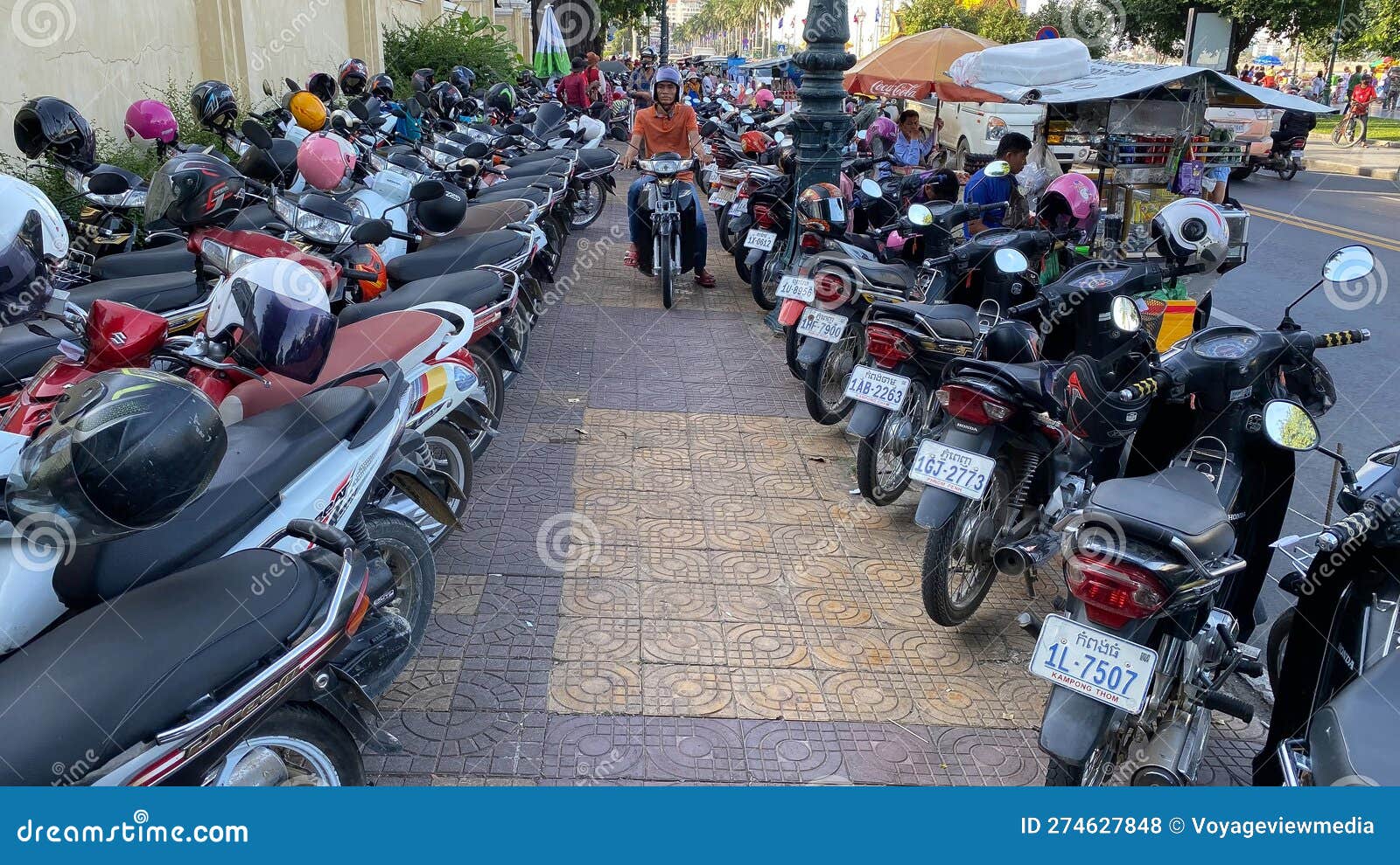 Motorcycles Parked Cyclist Phnom Penh Editorial Stock Photo Image of