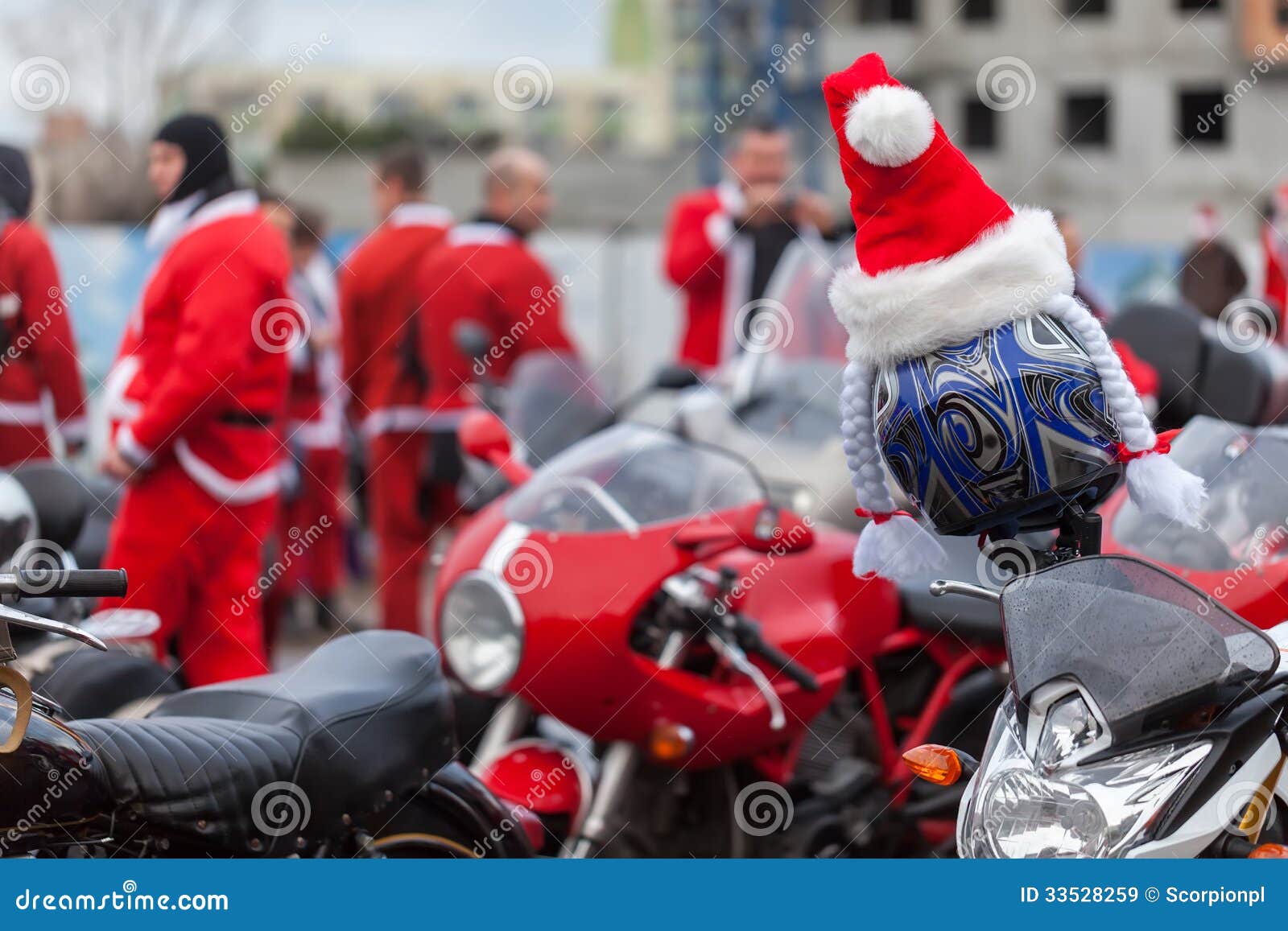 Motorcycles of Santa Claus stock image. Image of cool 33528259