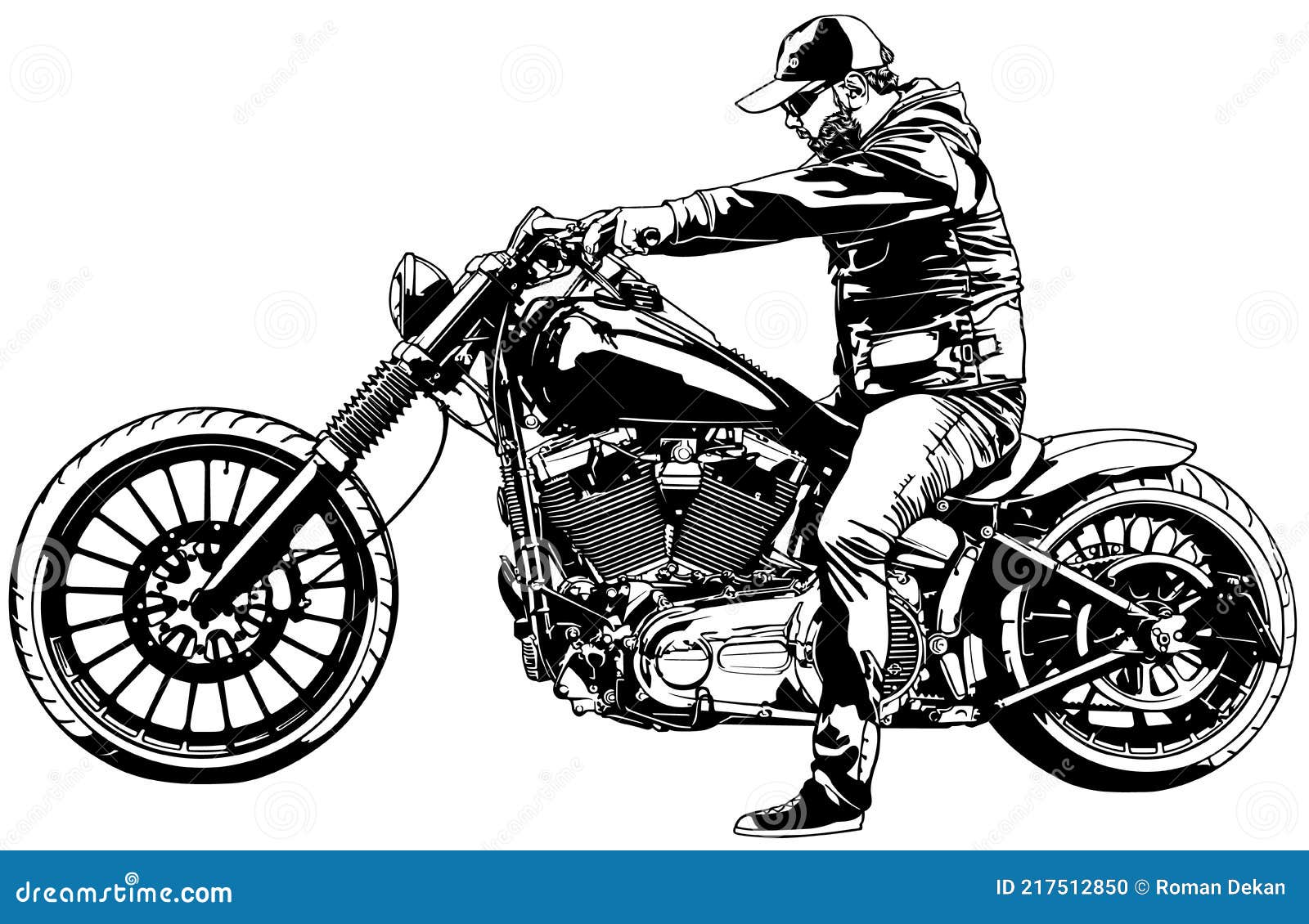 motorcyclist on motorcycle drawing