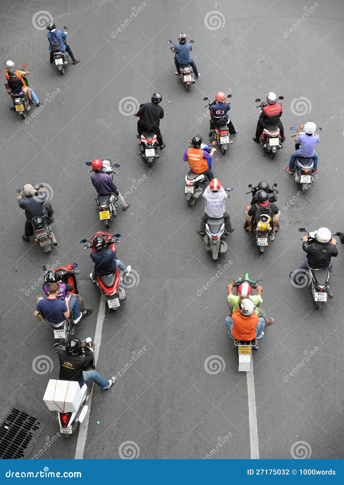 Motorcyclists Wait at a Junction Editorial Photography Image of