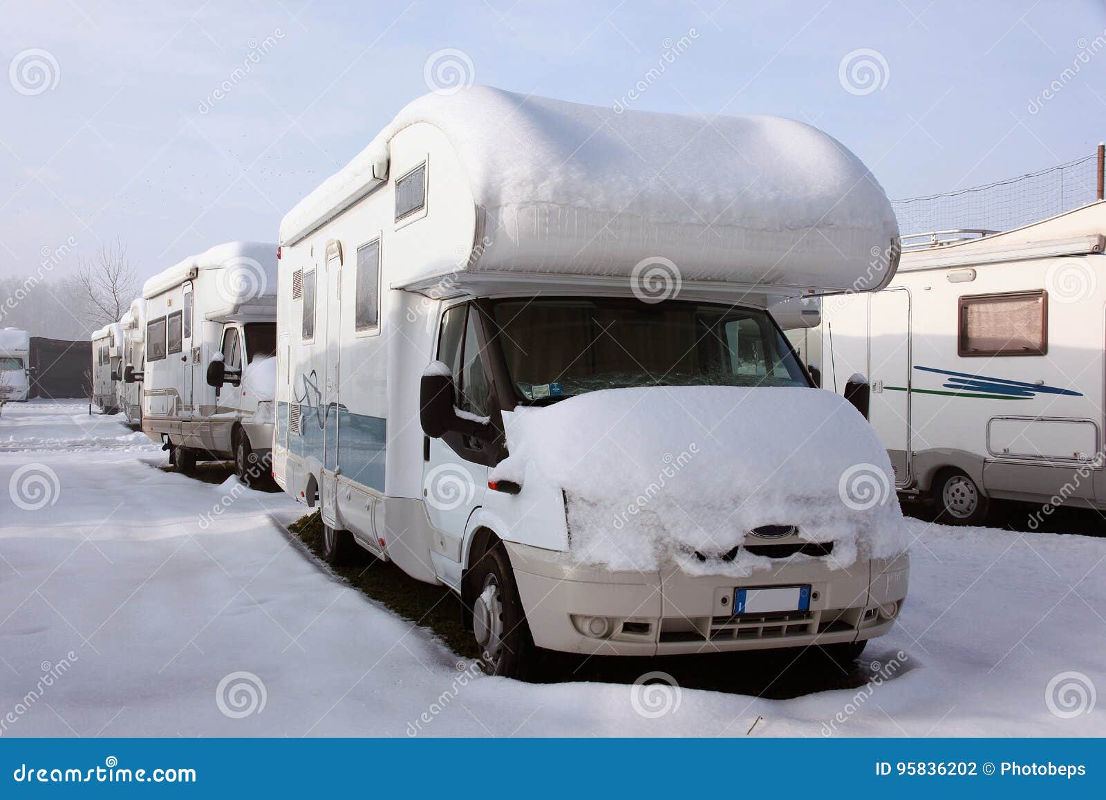 Motorhome at winter stock photo. Image of motorhome, camping 95836202