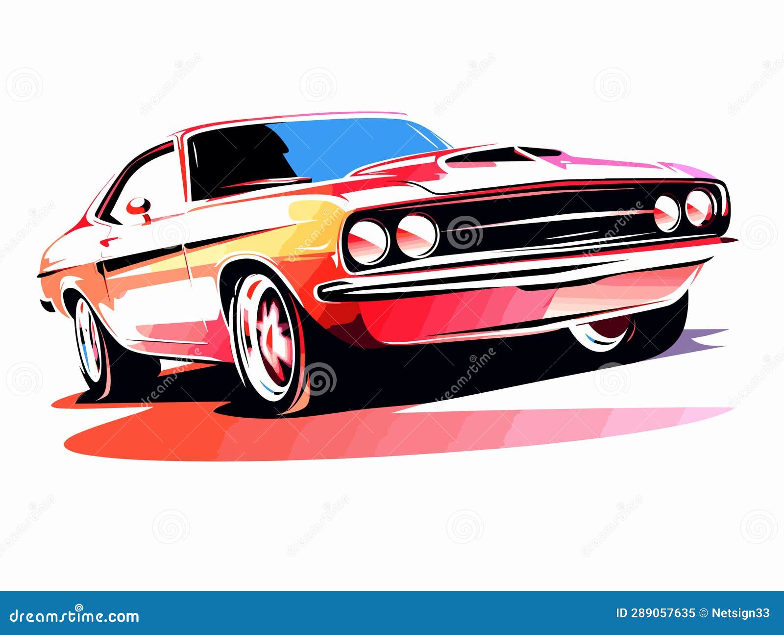 motorsports vintage red car in the style of colorful gradients