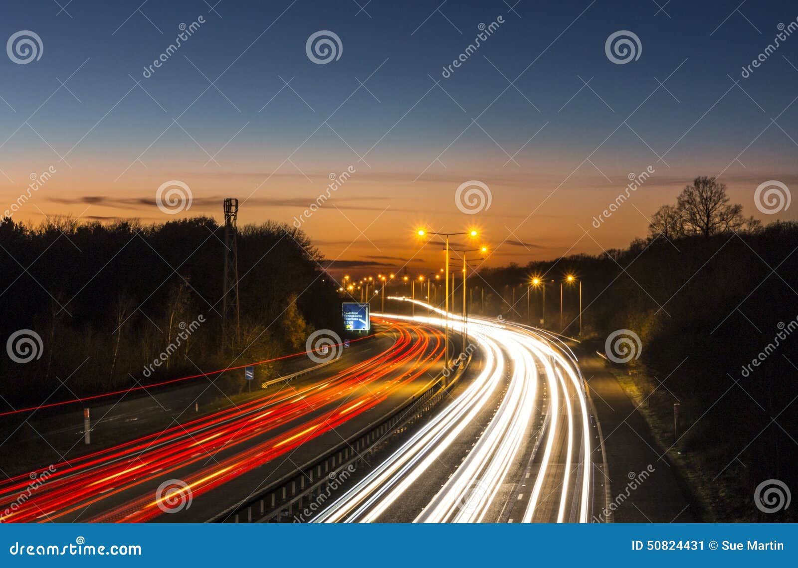 Motorway Car Light Trails stock image. Image of landscape 50824431