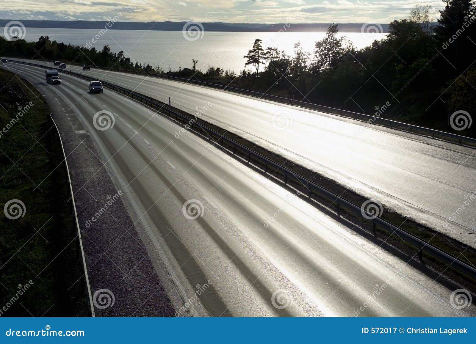 motorway in sunset