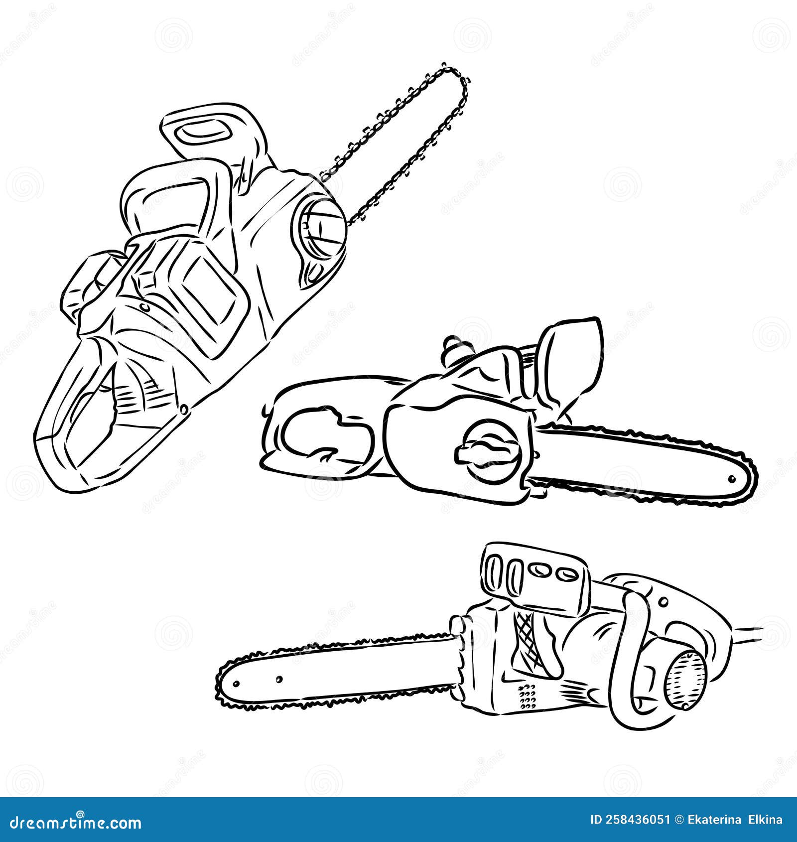 Ilustração de motosserra elétrica doodle serra elétrica vetorial