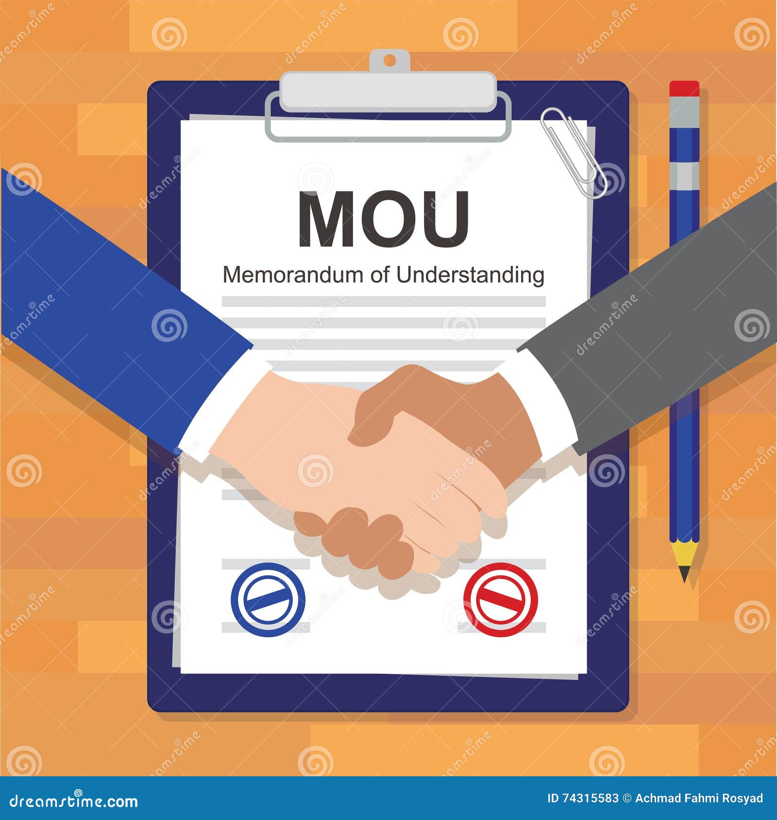 Mou De Overeenkomstenzegel Van Het Memorandum Van Overeenstemming