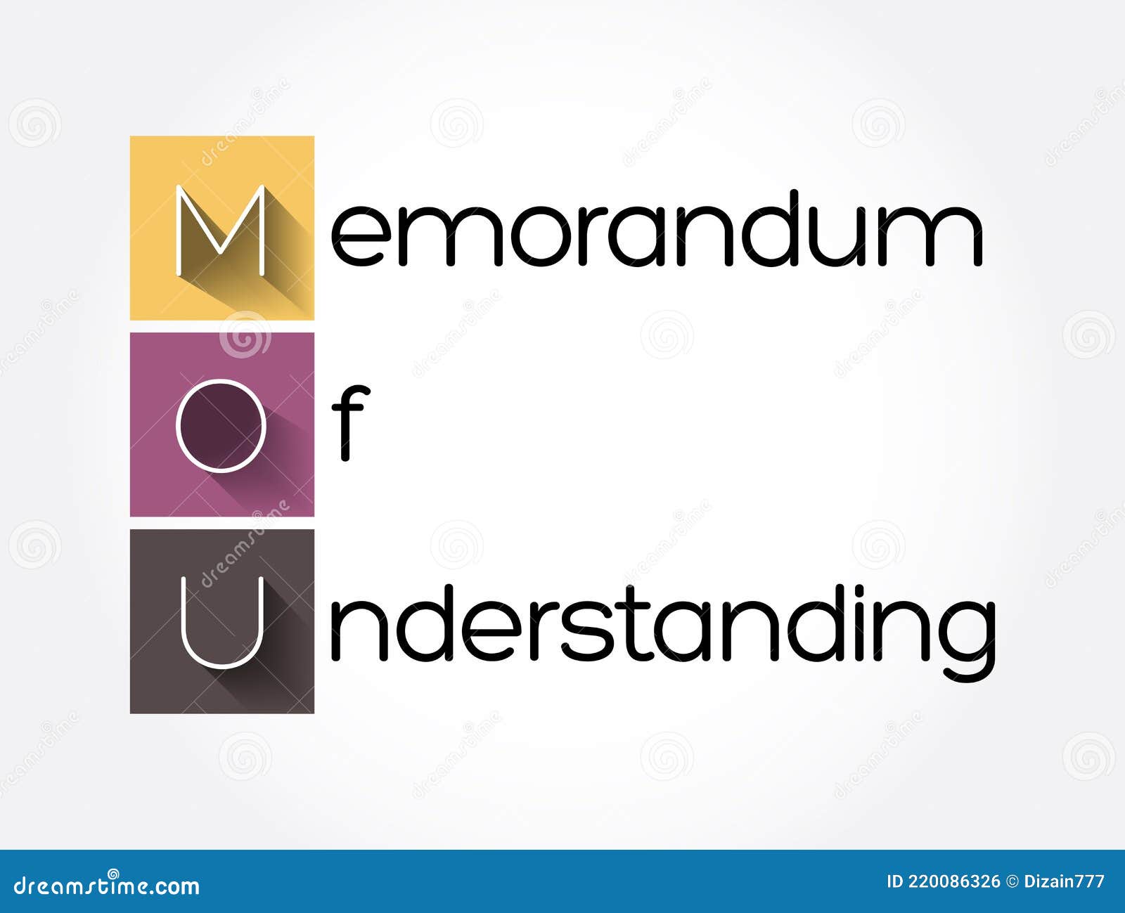 MOU Memorandum of Understanding Acronym, Business Concept Background Stock Illustration