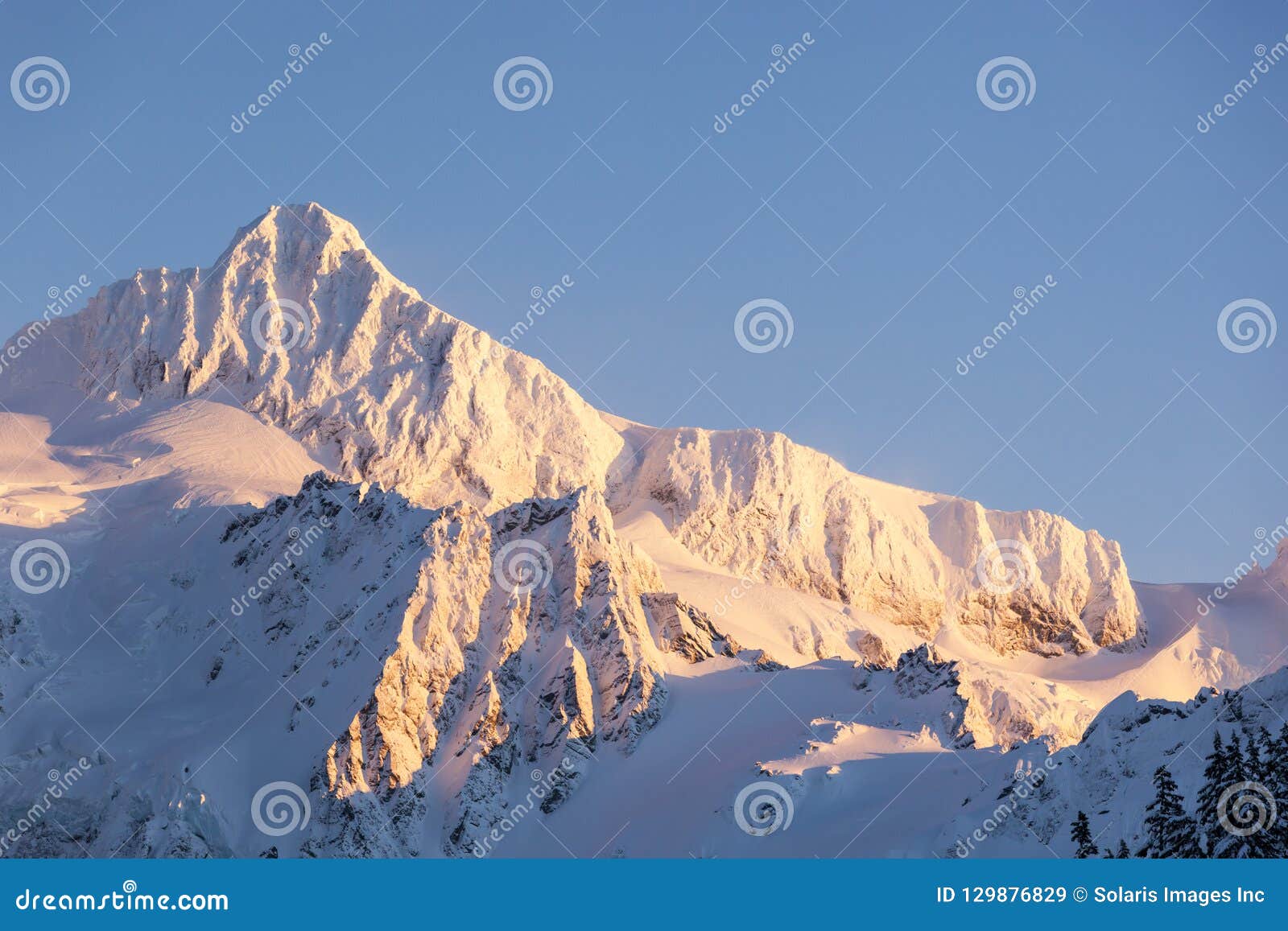 mount baker mountain peak summit. north cascades national park winter nature scene.