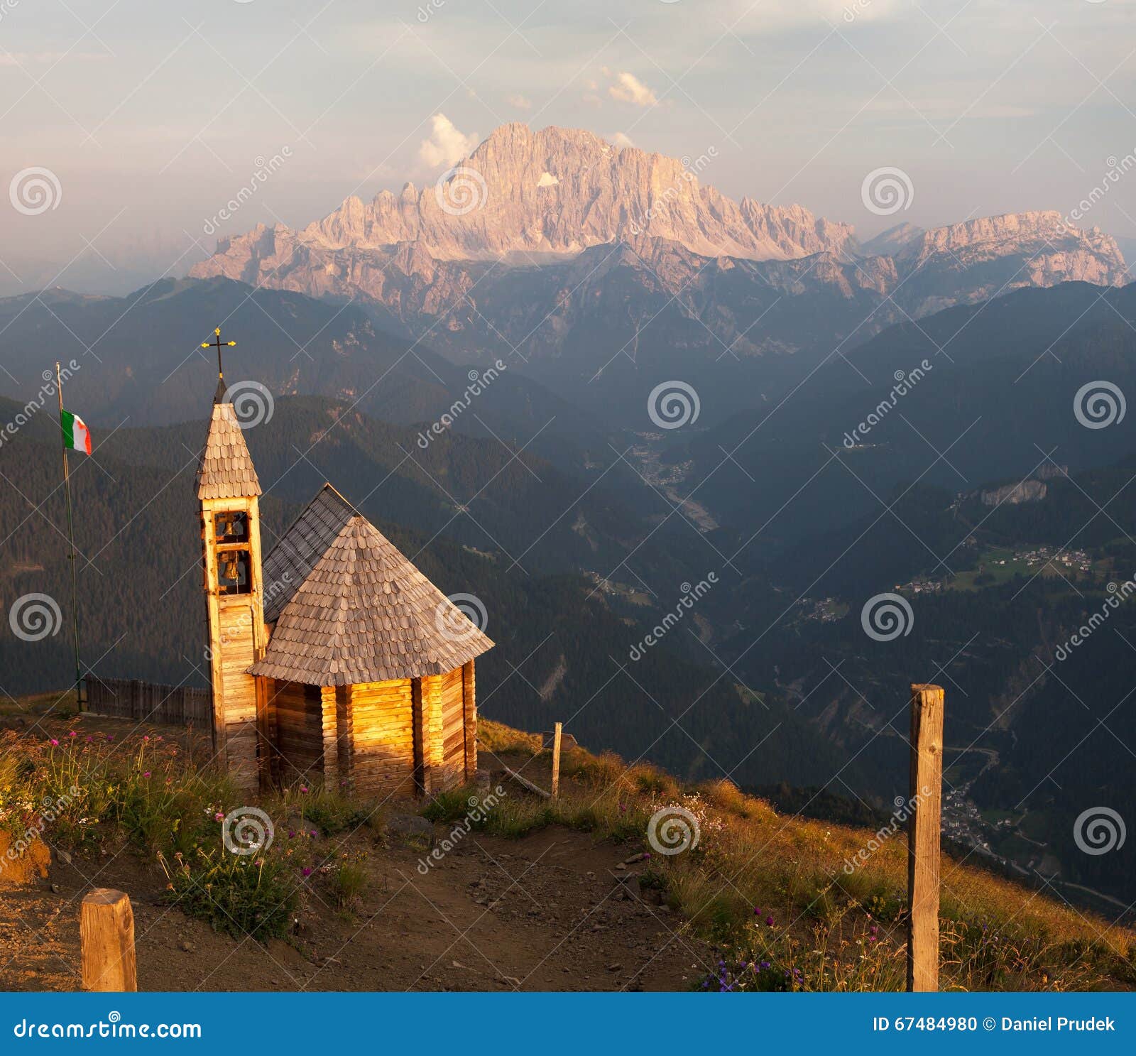 mount col di lana with chapel to mount civetta