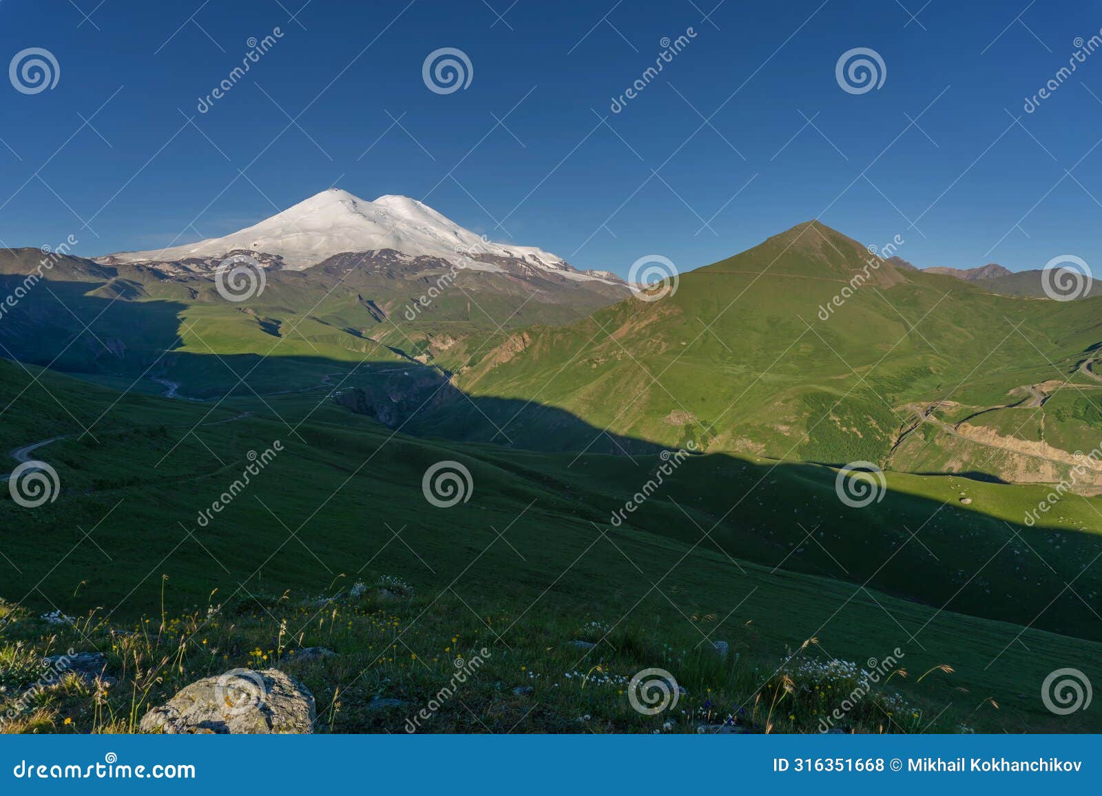 mount elbrus at sunrise caucasus mountains