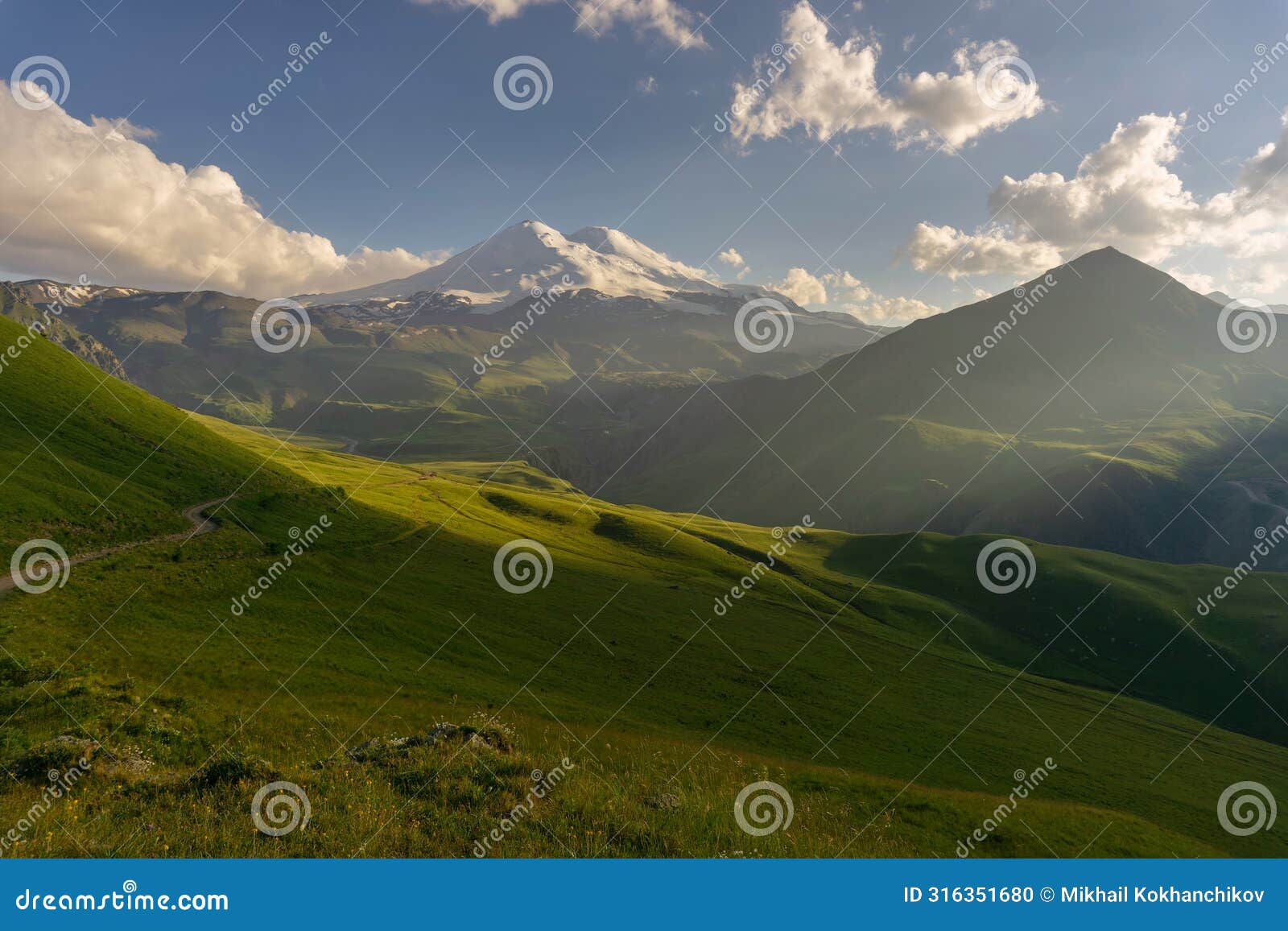 mount elbrus at sunset caucasus mountains