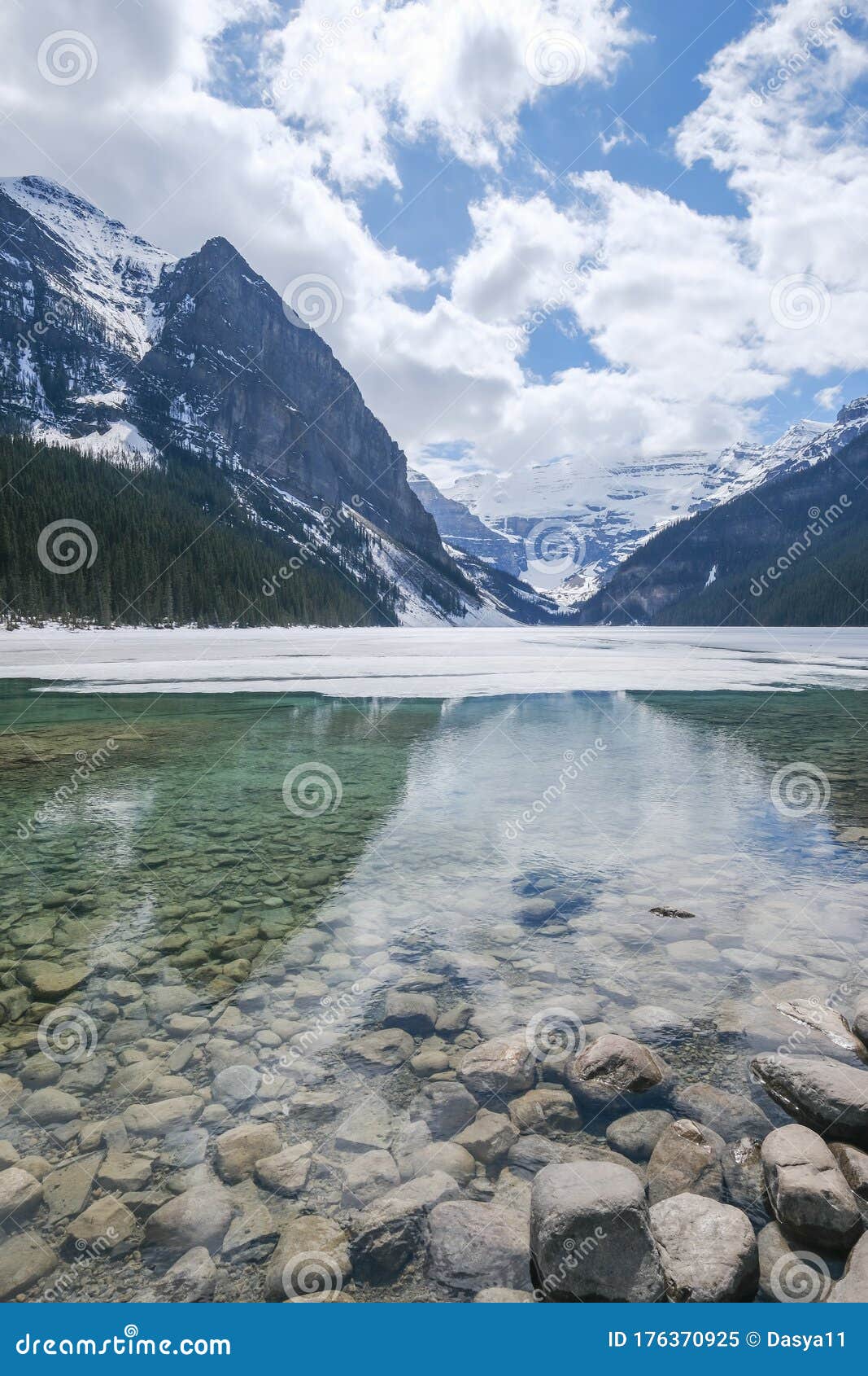 Mount Fairview, Partly Frozen Lake, Lake Louise Banff National Park, Alberta Canada Stock Image ...