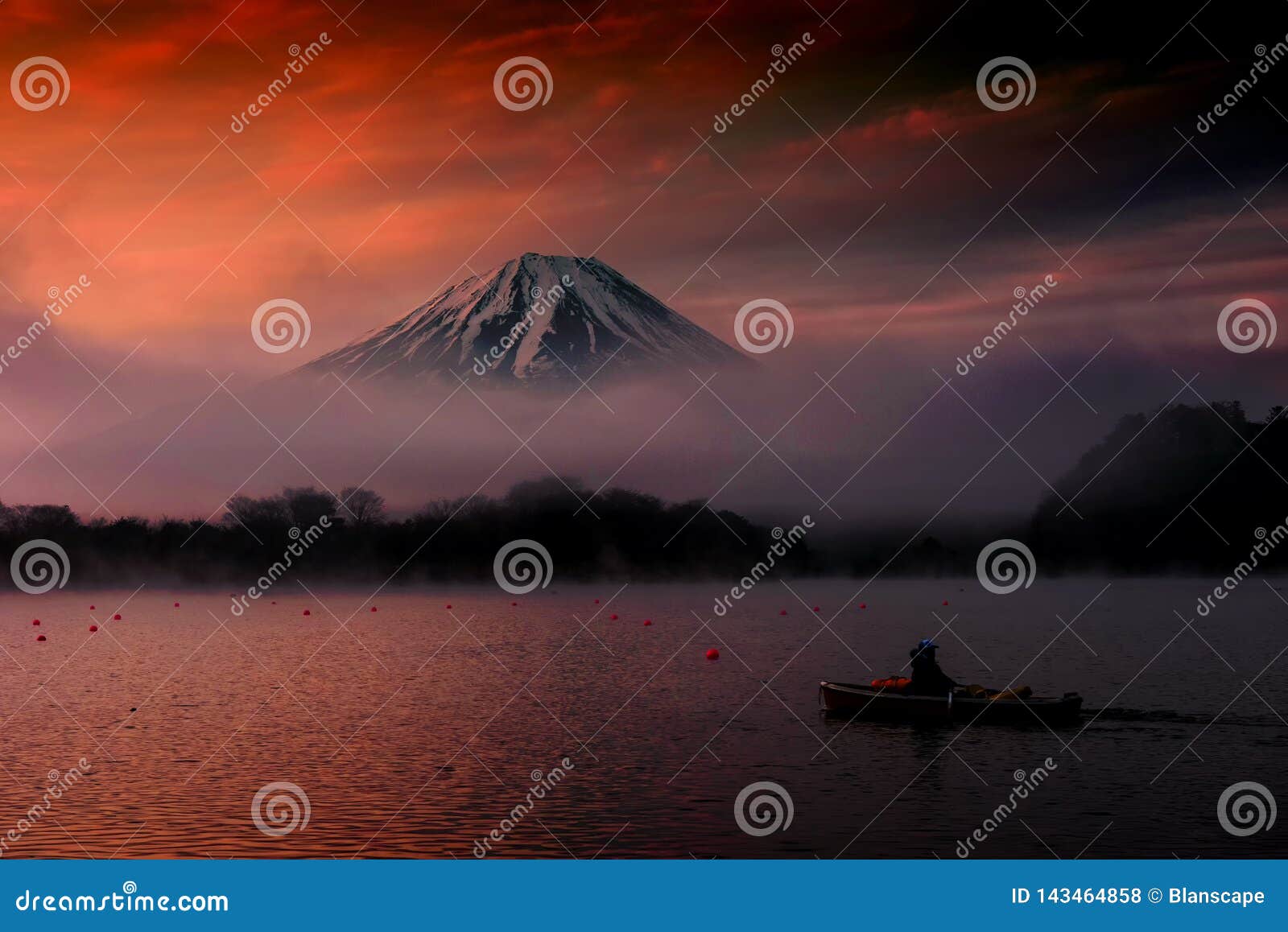 Mount Fuji And Lake Shoji At Dawn Japan Stock Photo Image Of