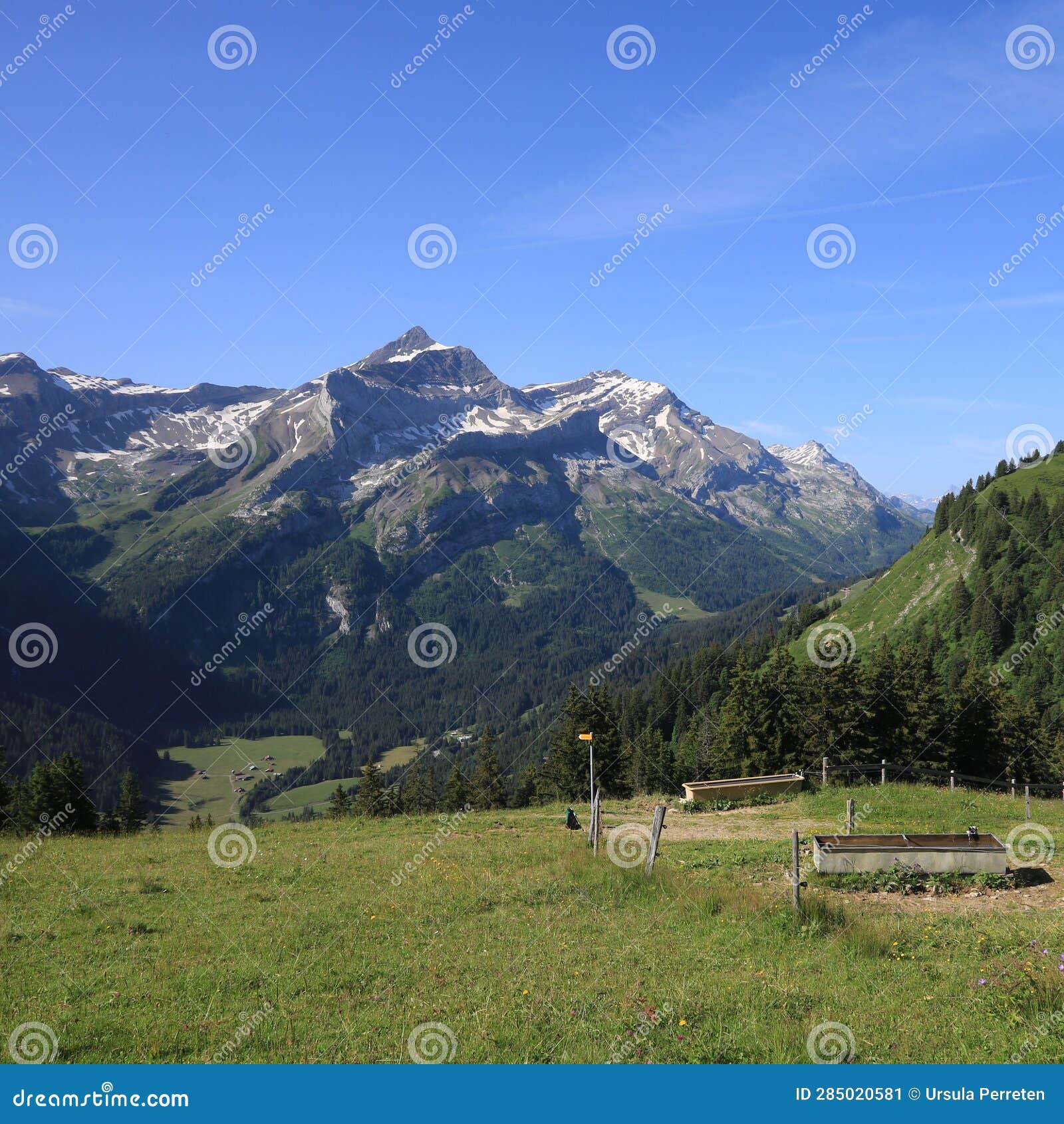 Mount Oldehore and Glacier 3000 Summit Station Seen from Topfelsberg