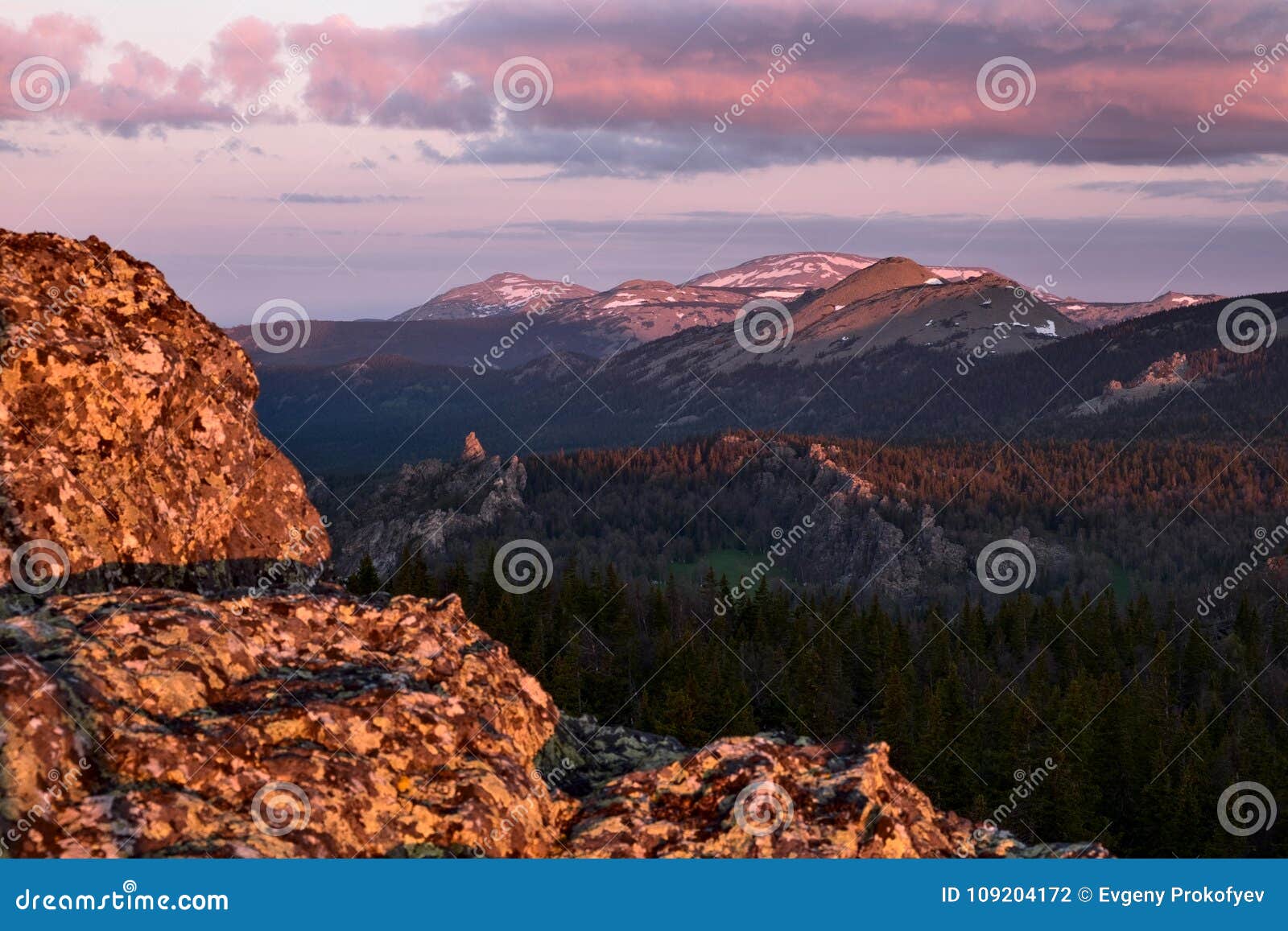 mount yamantau at sunrise, ural mountains, russia